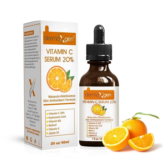 Dermaxgen 20% Vitamin C Serum + Hyaluronic Acid + Retinol + Vitamin E + Vitamin B PURE ORGANIC- Boost Skin Collagen, Moisturizer, Anti Aging & Wrinkle Facial Serum