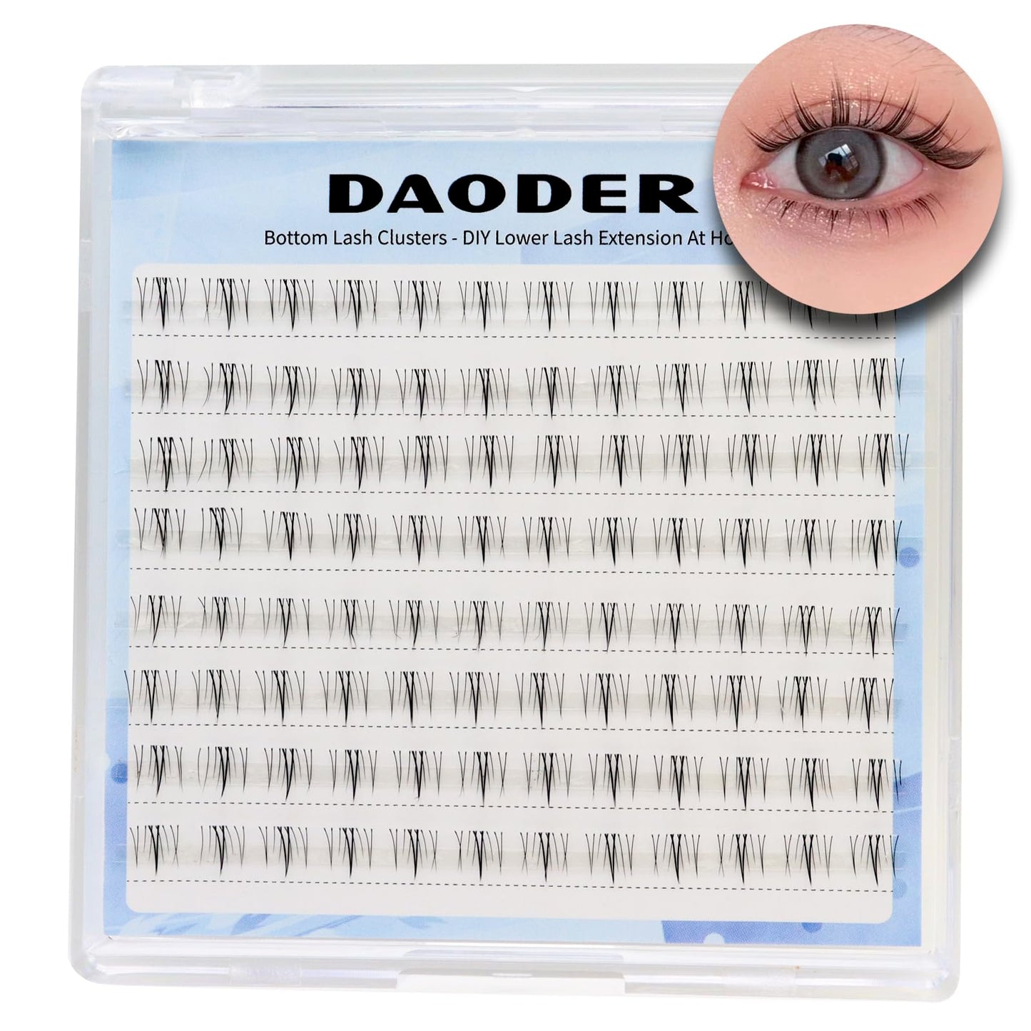 DAODER Lash Clusters Bottom Lash Extension Natural Look 96pcs Lower Eyelash Extension with Clear Band Soft Light Under Eye Individua Lashes Pack for DIY At Home(Bottom Lashes Kitten)