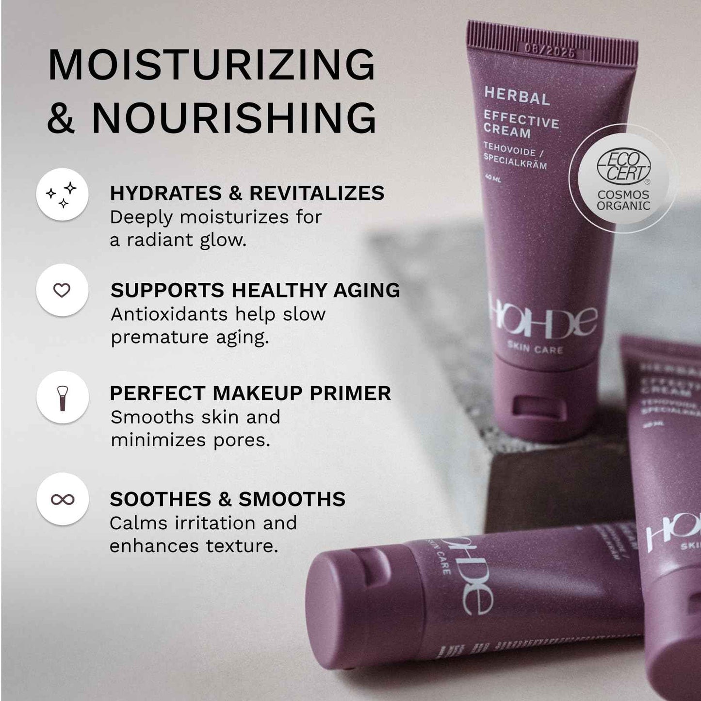 HOHDE Herbal Effective Face Cream – Lifting & Moisturizing Anti-Aging Formula with Rose & Shea Butter, Boosts Skin Renewal & Firmness, Nourishing for All Skin Types, 50ml