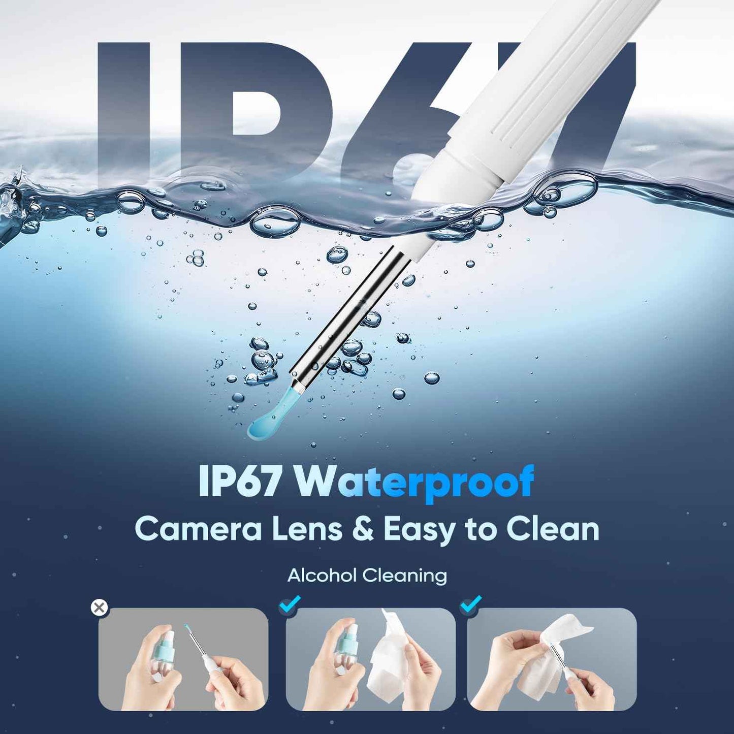 Ear Wax Removal, Ear Wax Removal Tool with 8 Kits & 5 Ear Spoon, Ear Cleaner with 2400P Camera with 6 LED Lights, Ear Wax Removal Kit for iOS & Android (White)