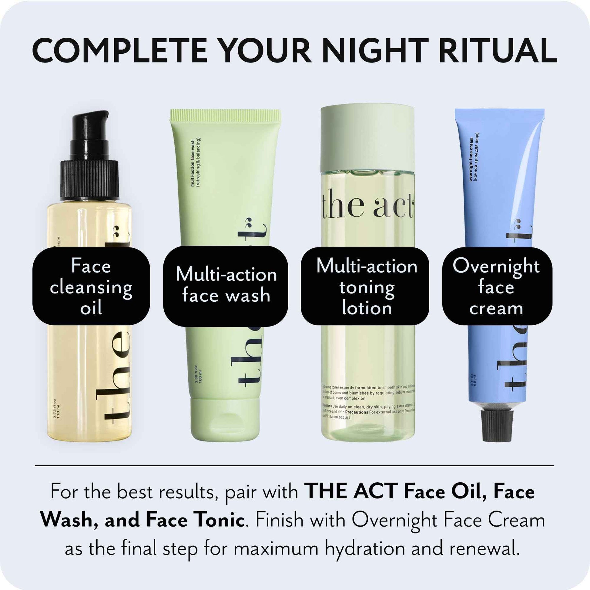 The Act Overnight Face Cream with Collagen & Prebiotics – Vegan Organic Anti-Aging Night Moisturizer for Men & Women - Deep Hydration, Barrier Repair, Sensitive & Mature Skin, 2 Fl Oz