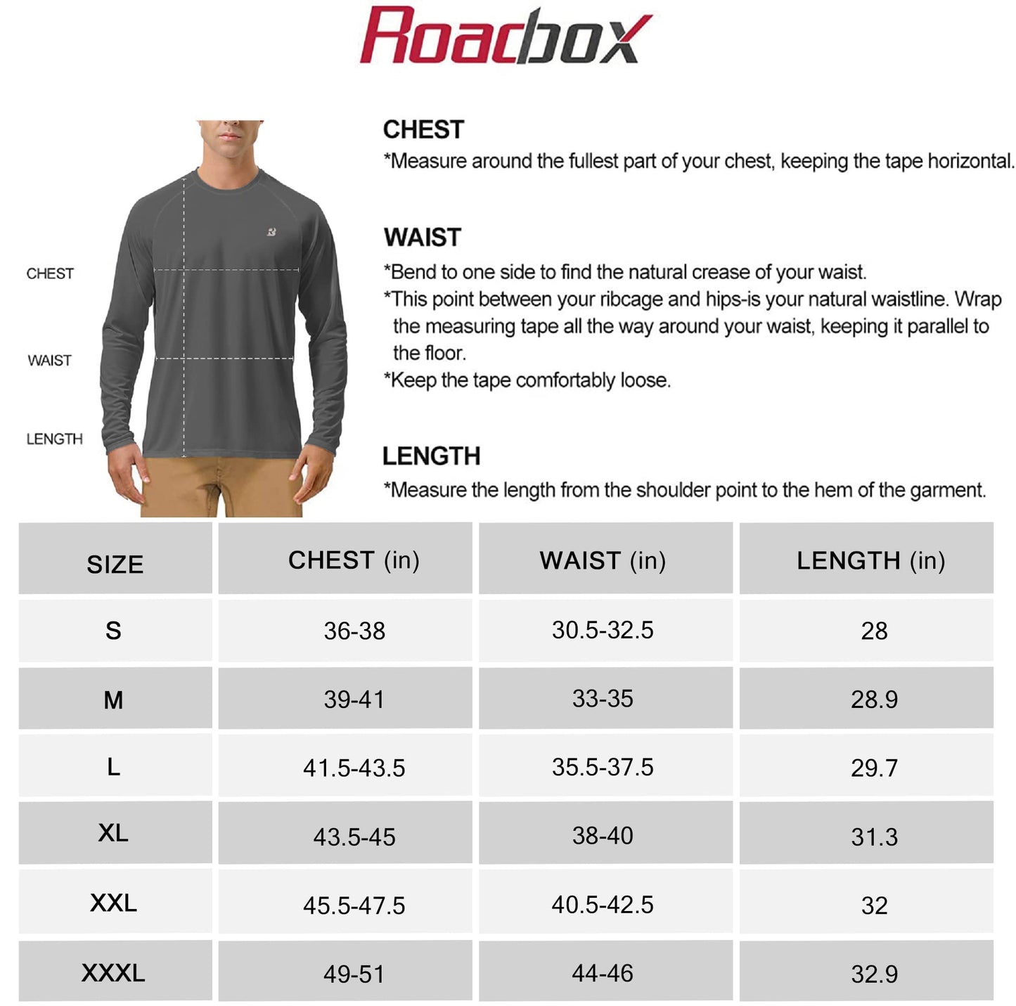 Roadbox Mens UPF 50+ UV Sun Protection Shirts Outdoor Long Sleeve SPF Diving Rash Guard for Fishing Hiking Swimming Dark Gray