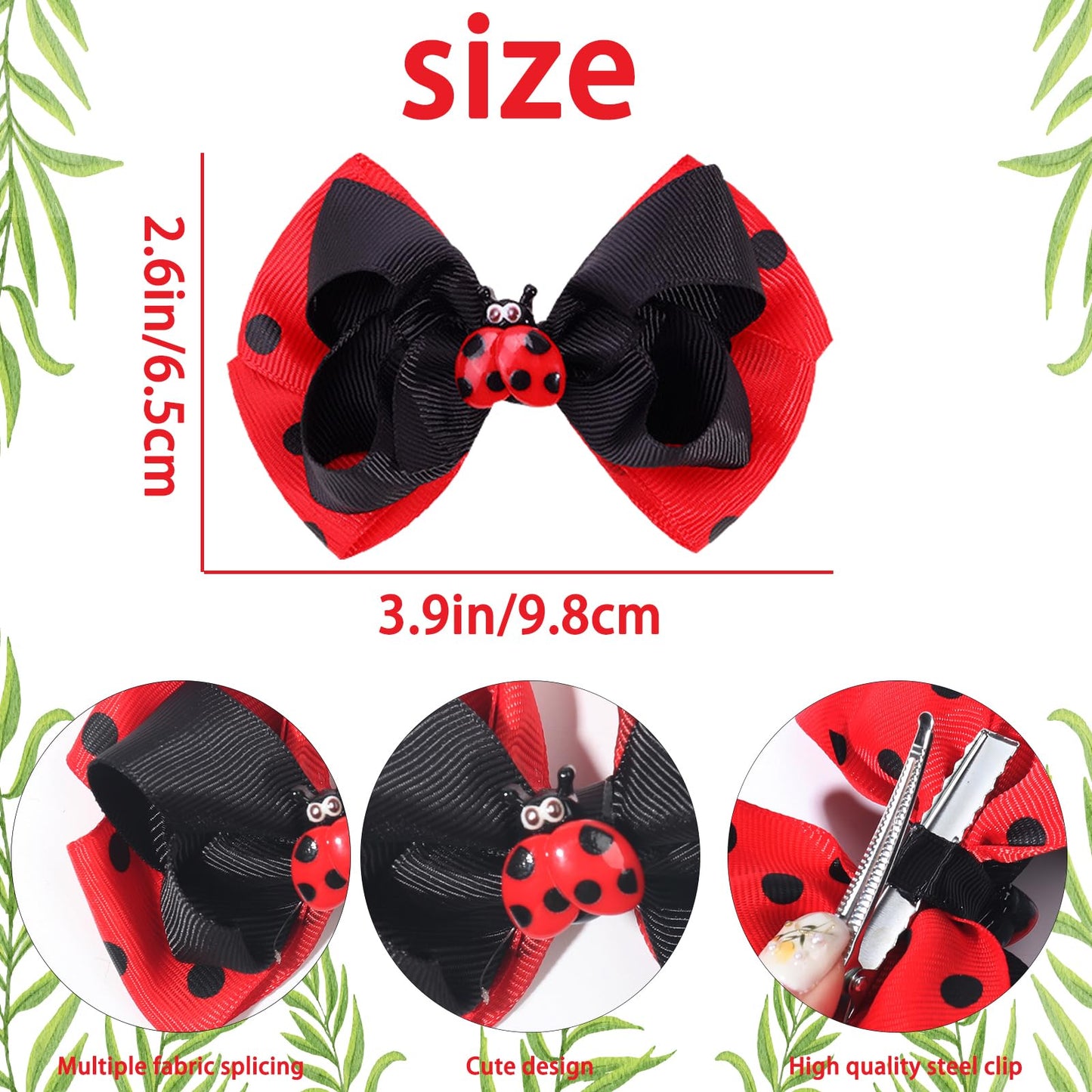 Back to School Bow Hair Clips for Women Red Ribbon Summer Hair Bows Cartoon Animal Shape Hair Barrettes for First Day of School Kindergarten Students Outfits Cute Teacher Hair Styling Accessories 2Pcs