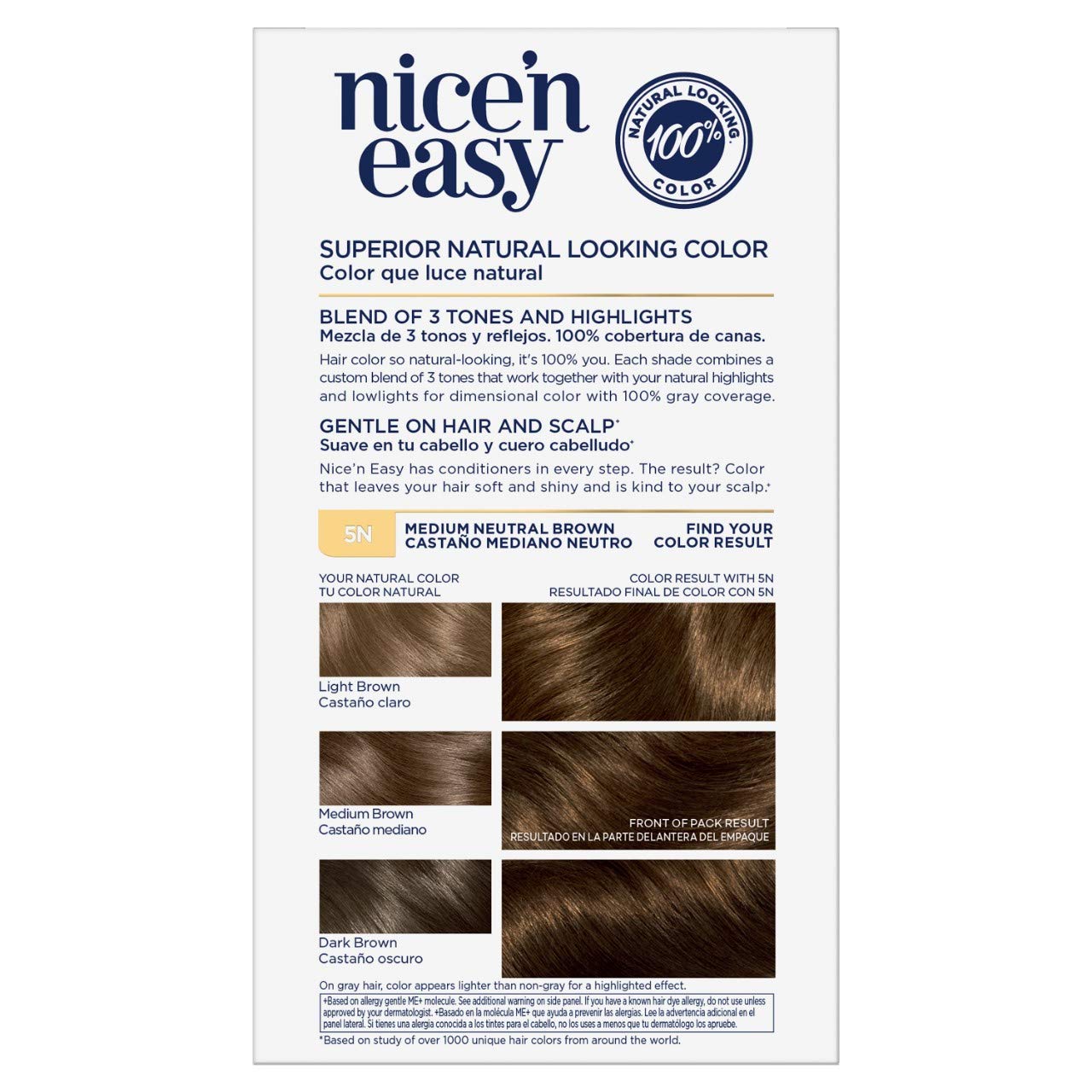 Clairol Nice'n Easy Liquid Permanent Hair Dye, 5N Medium Natural Brown Hair Color, Pack of 3