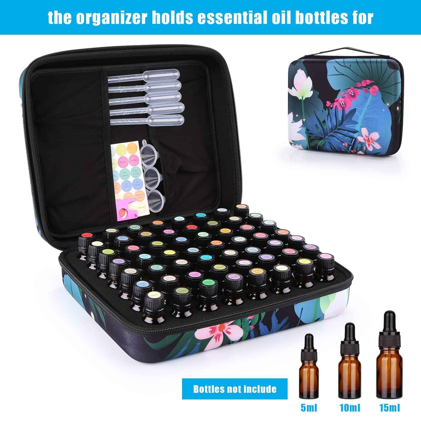 FITNATE Essential Oil Storage,Lotus 56 Bottles Essential Oil Case Shockproof, Waterproof and Durable, Holding 5/10/15 ml Bottles, Essential Oils Travel Case for Young Living Oils,Doterra Containers
