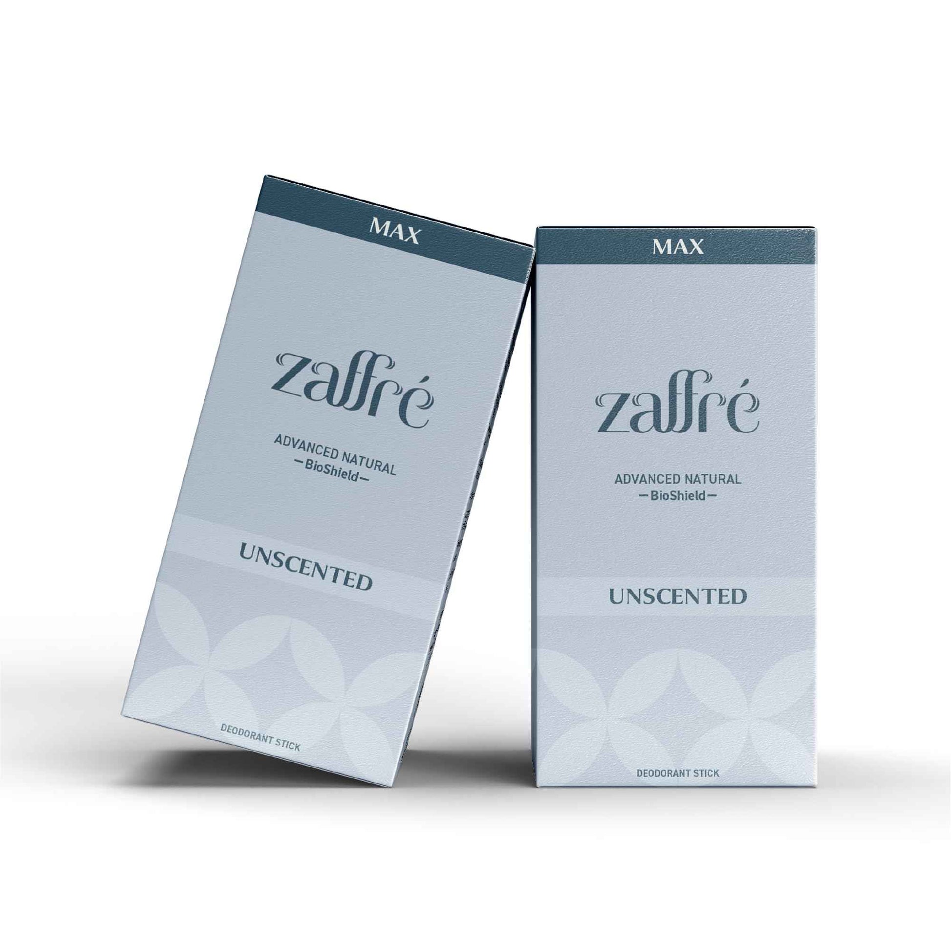 Zaffré Max Natural Deodorant, Unscented, Aluminum-Free Odor Protection, Clinical-grade BioShield Technology, 3.2 oz