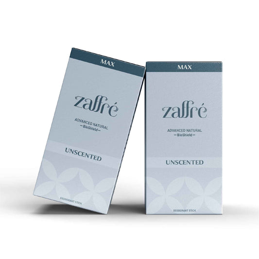 Zaffré Max Natural Deodorant, Unscented, Aluminum-Free Odor Protection, Clinical-grade BioShield Technology, 3.2 oz