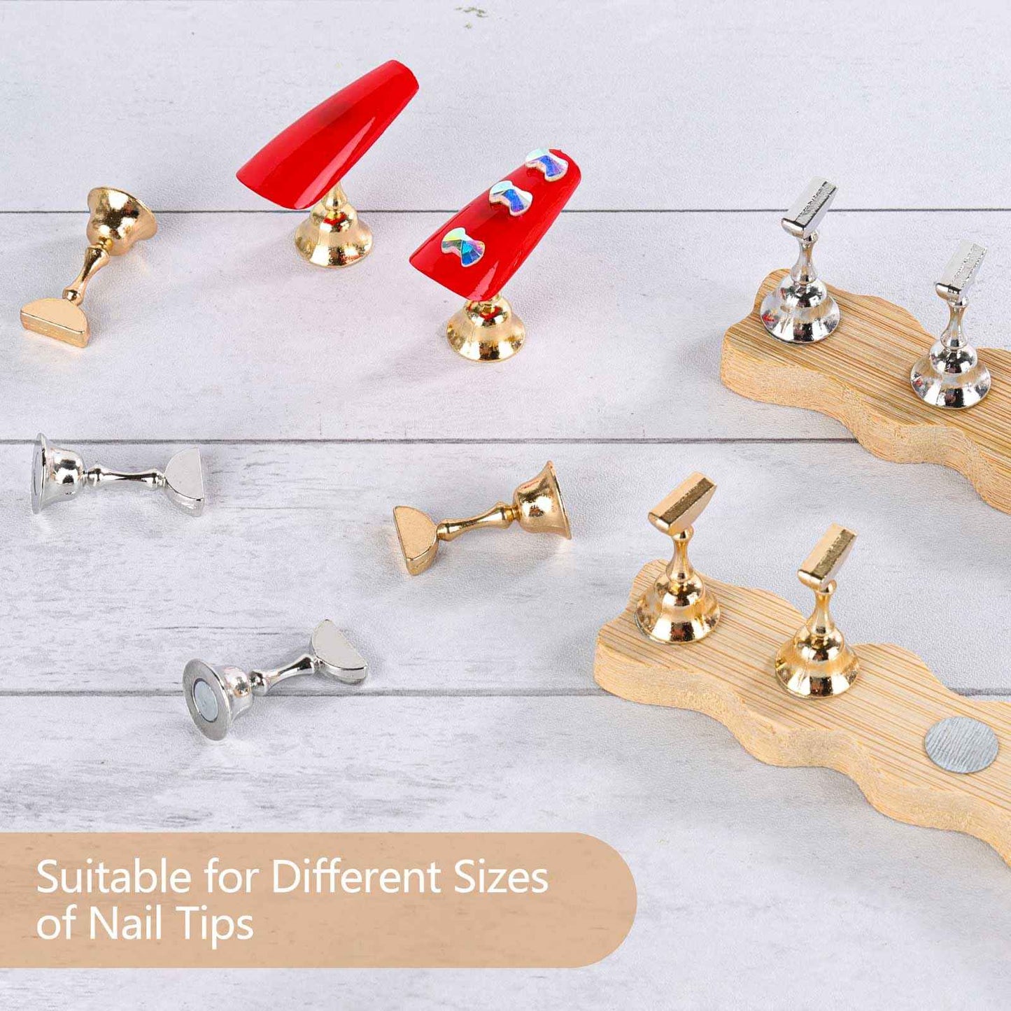 Tbestmax 2 Sets Nail Holder Stand for Press on Nails Display Wooden Wave Shape Nails Holder