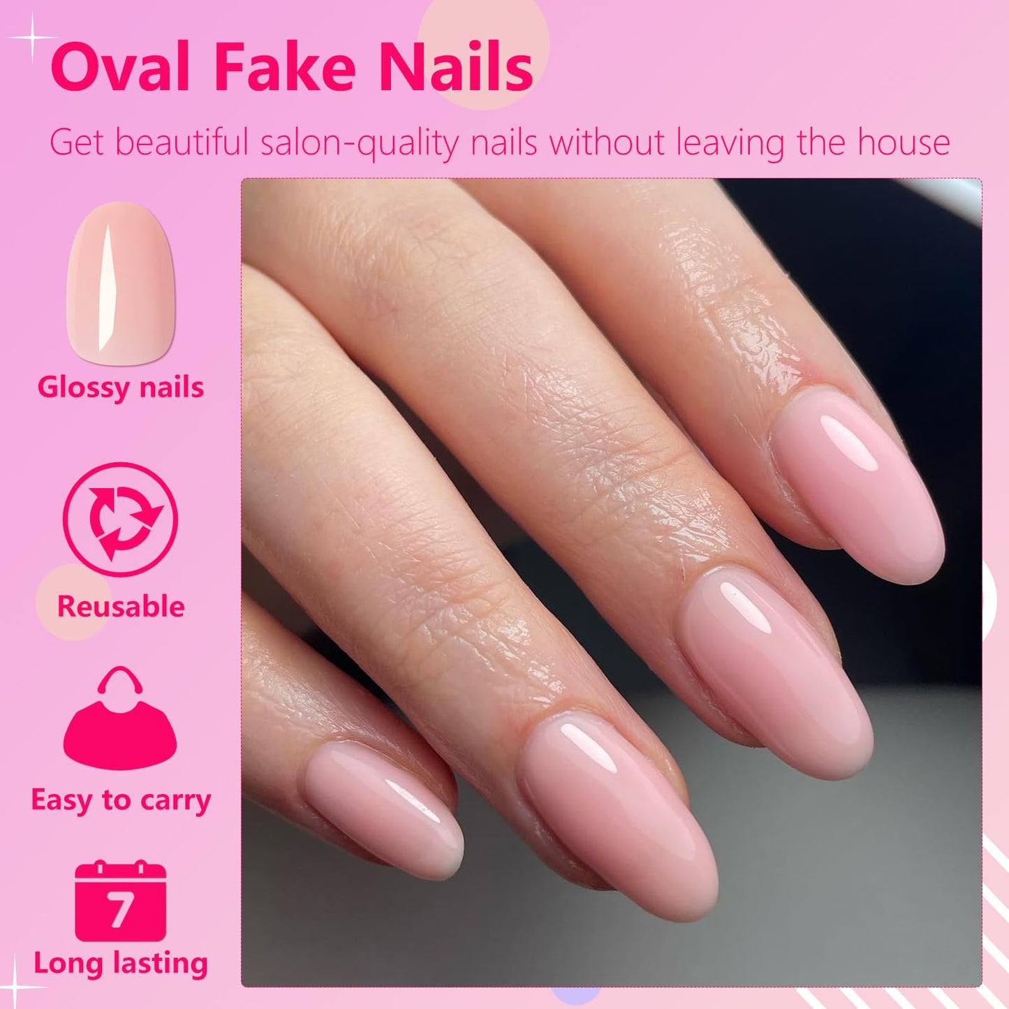 AddFavor Oval Press on Nails Short Fake Nails, 240pcs Nude Pink Nails Press on Almond False Nail Full Cover Acrylic Nail for Women and Girls