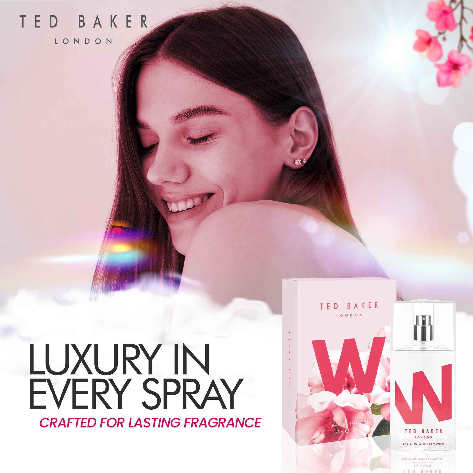 Ted Baker M and W EDT Bundle, Woman and Man Eau De Toilette, Includes M with Unique Notes of Tonka Bean and Musk, W with Notes of Fig Leaf, White Peony and Violet, 2 x 2.54 fl oz