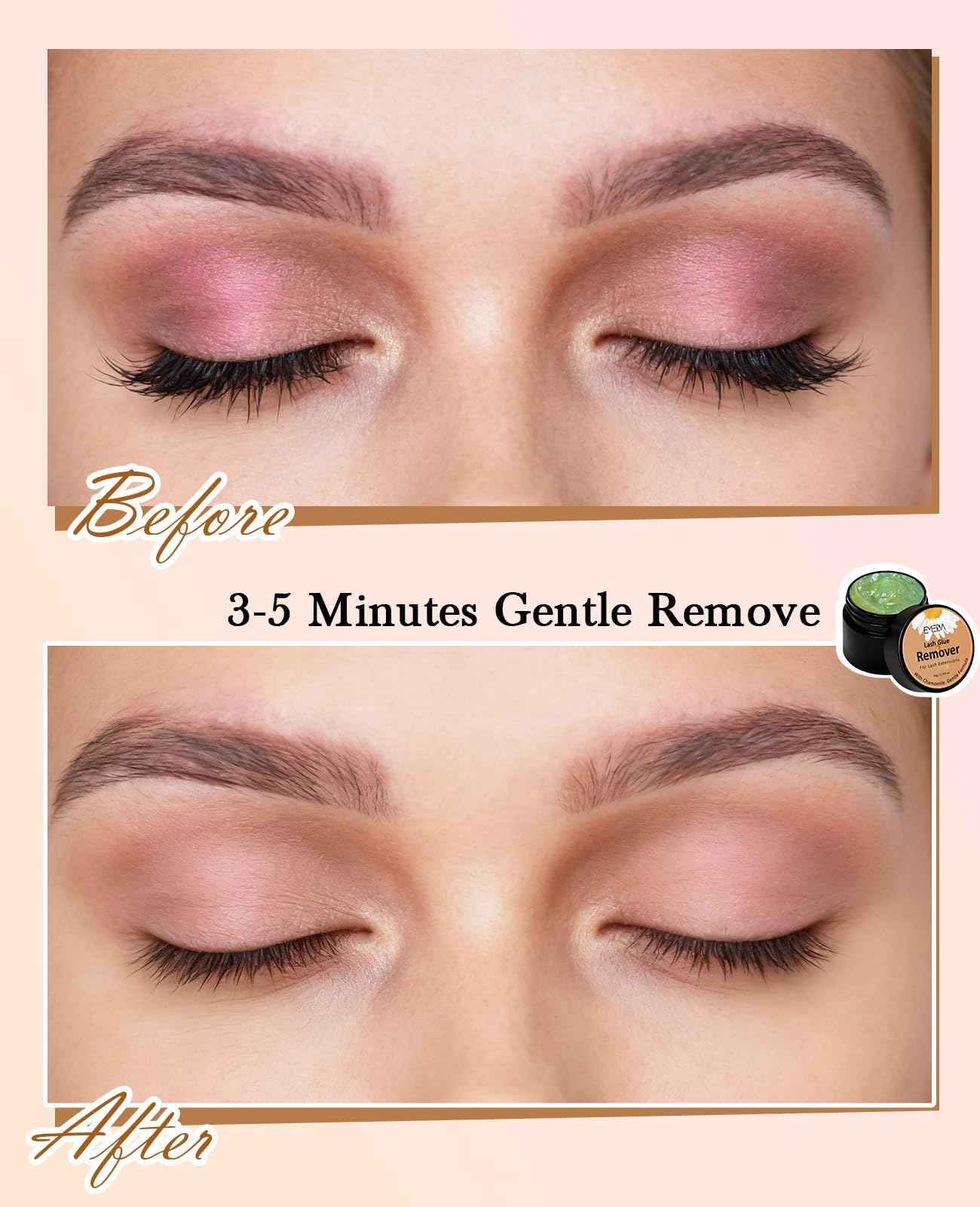 EMEDA Eyelashes Extension Remover 10g, Lash Extension Remover for Individual Lashes with Chamomile Gentle Formula, 0.35oz Professional Removal Cream Kits with Tools (02)