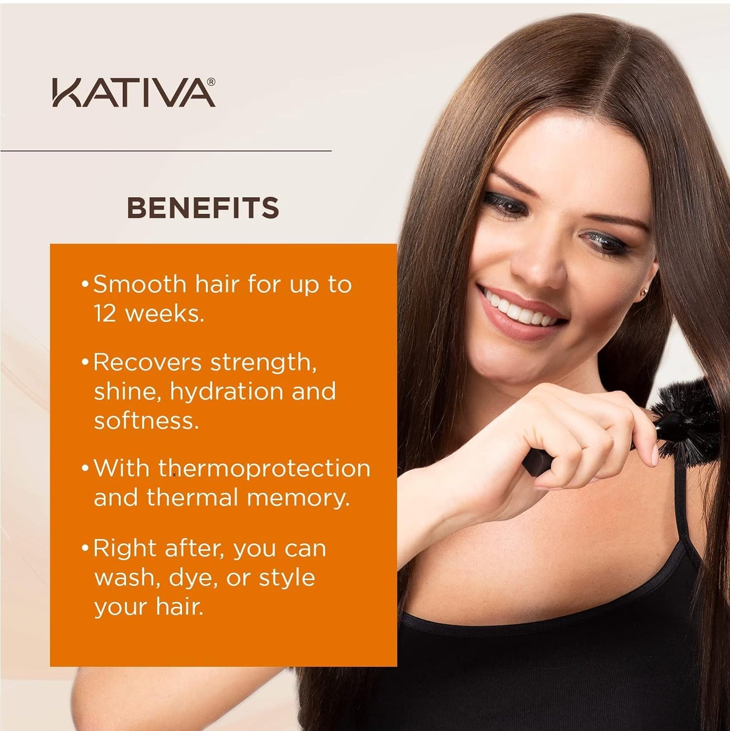 Brazilian Keratin Premium hair straightening treatment at home with Hyaluronic Acid and Premium Serum | Kit keratina para alisar el pelo | Kativa Keratin Premium