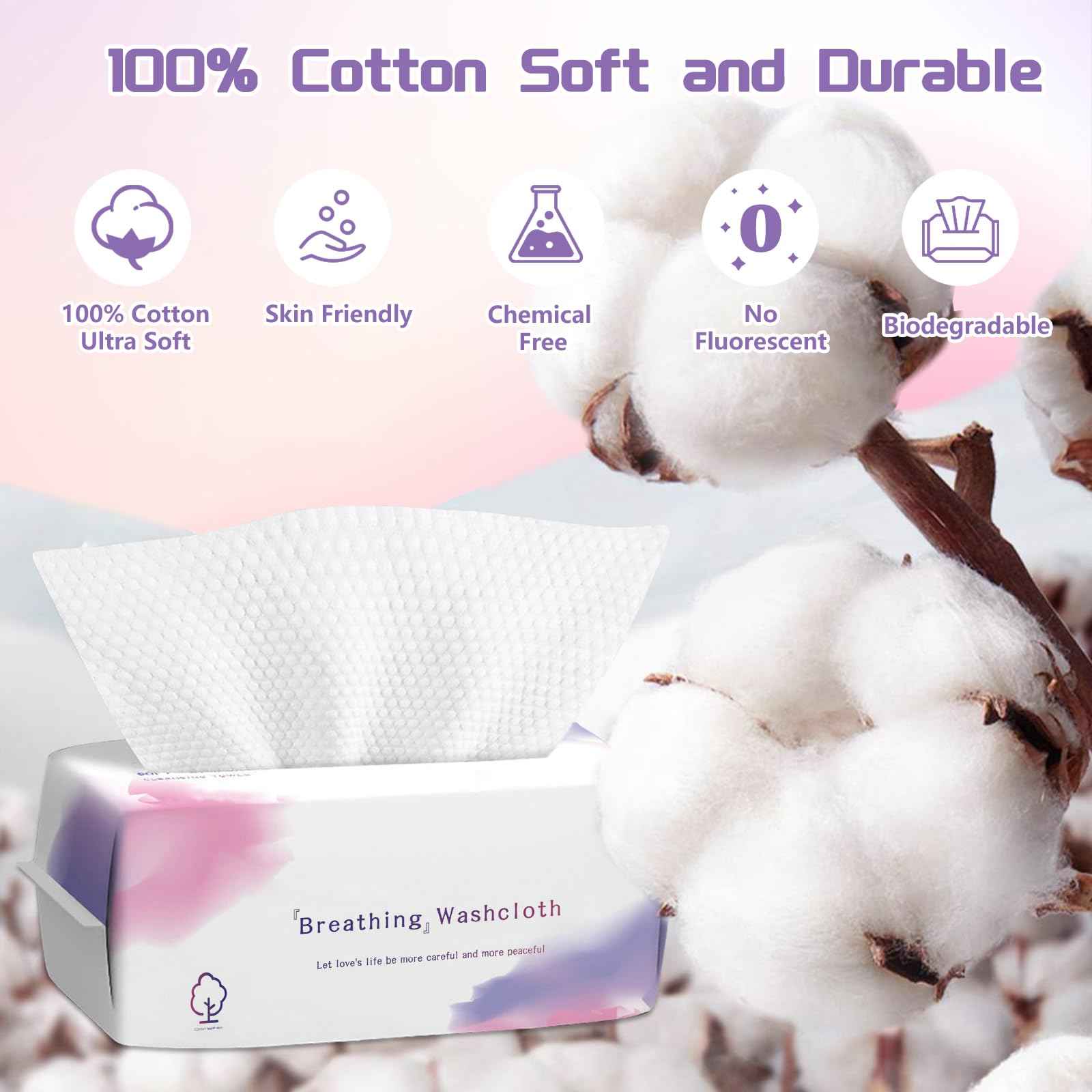 Disposable Face Towel 400 Count, Soft Cotton Face Towels, Dry Wipes Facial Cloths Towelettes for Washing and Drying, Lint Free Facial Tissue for Skincare, Makeup Remover and Cleansing