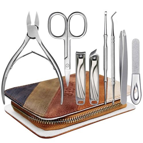 SG Nekoo 8 Pieces Nail Clipper Set for Fingernail Thick Toenails, Quality Heavy Duty Stainless Steel Nail Trimmer Kit for Women Mens Seniors, with Exquisite Case(ZJDTZ8P)