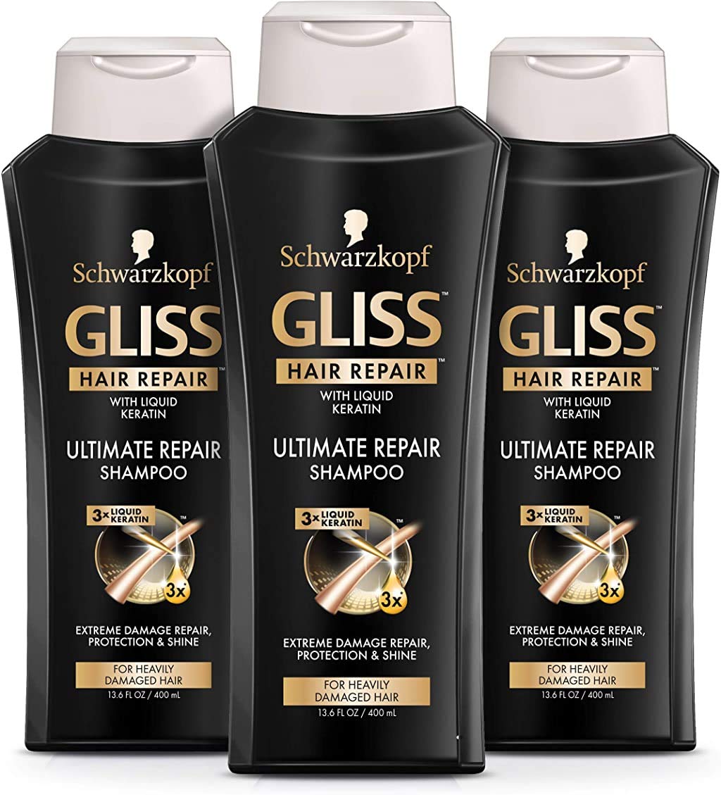 GLISS Hair Repair Shampoo, Ultimate Repair for Heavily Damaged Hair, 13.6 Ounces (Pack of 3)