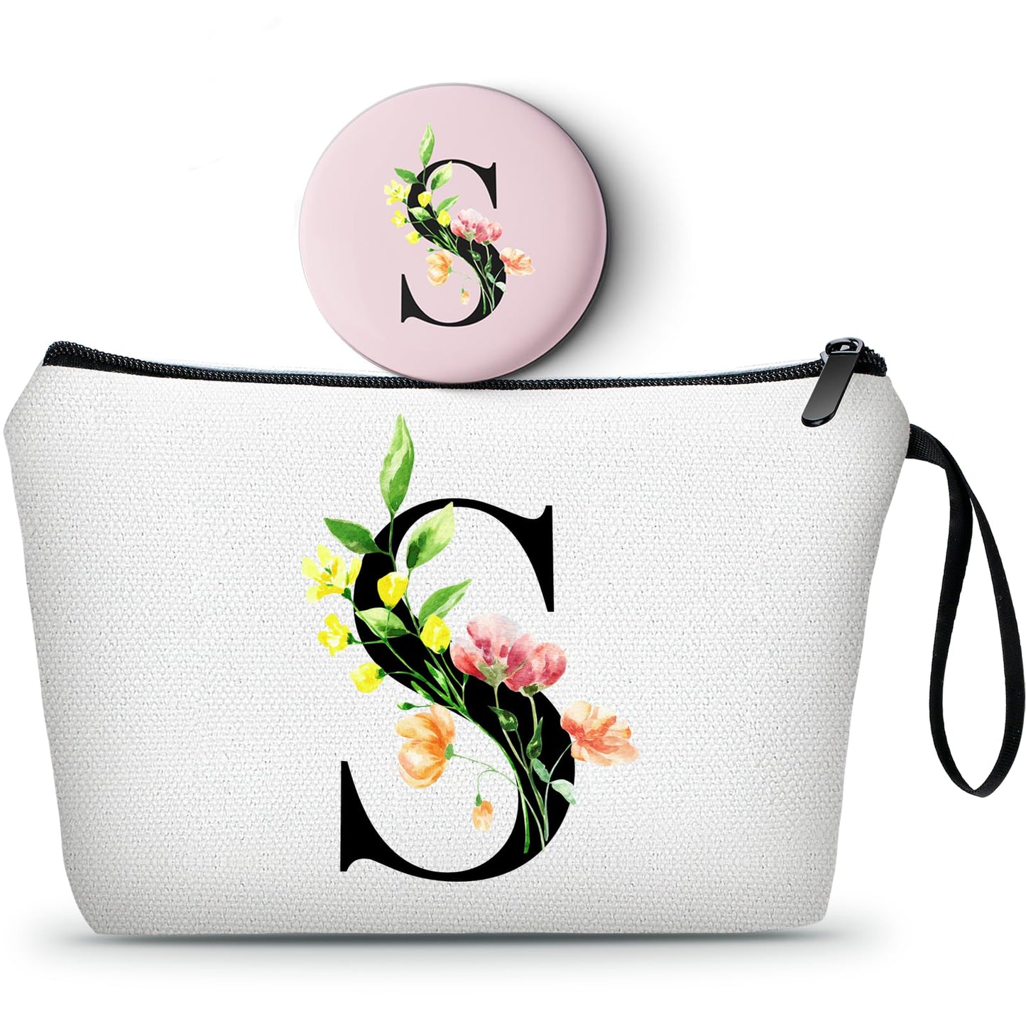 SEAMOON Gifts for Women Birthday Unique, Makeup Bag, Gifts for Mom Birthday, Bride to be Gifts,Bridal Shower Gift, Womens Gifts for Birthday, Initial Gifts for Women, Cosmetic Bag with Mirror, S