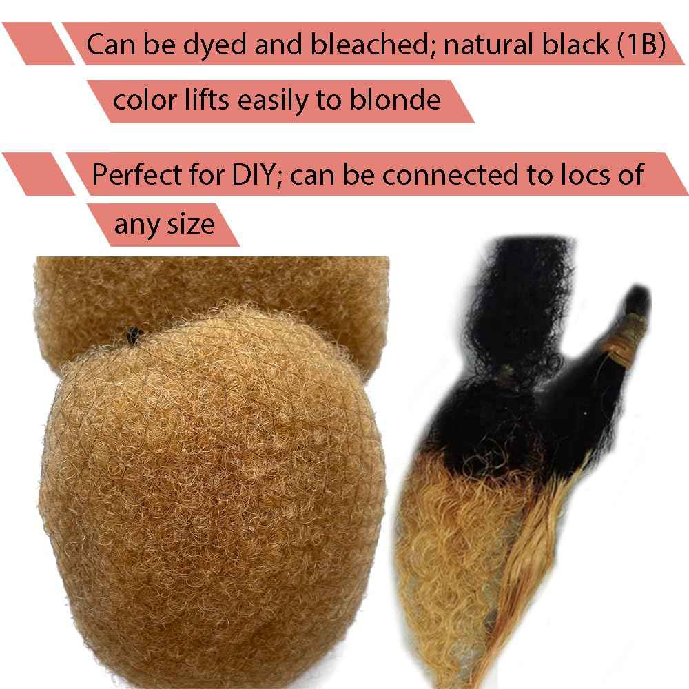Tight Afro Kinky Human Hair for Dreadlocks,Ideal for Making Locs,Repair Extensions,Twist or Braids 2 Bundles/Package Honey Blonde #27 8inch