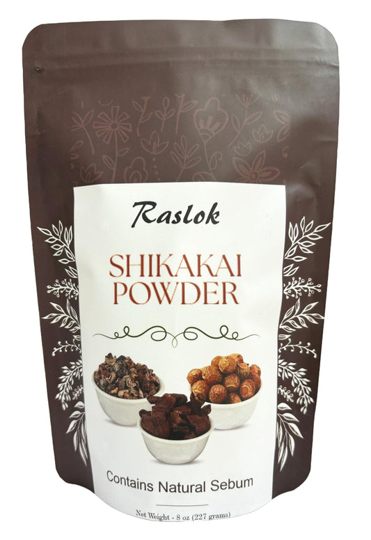 Raslok Shikakai Powder | Natural Hair Cleanser & Conditioner | 100% Pure Acacia concinna Fruit Pods Powder (8 oz)