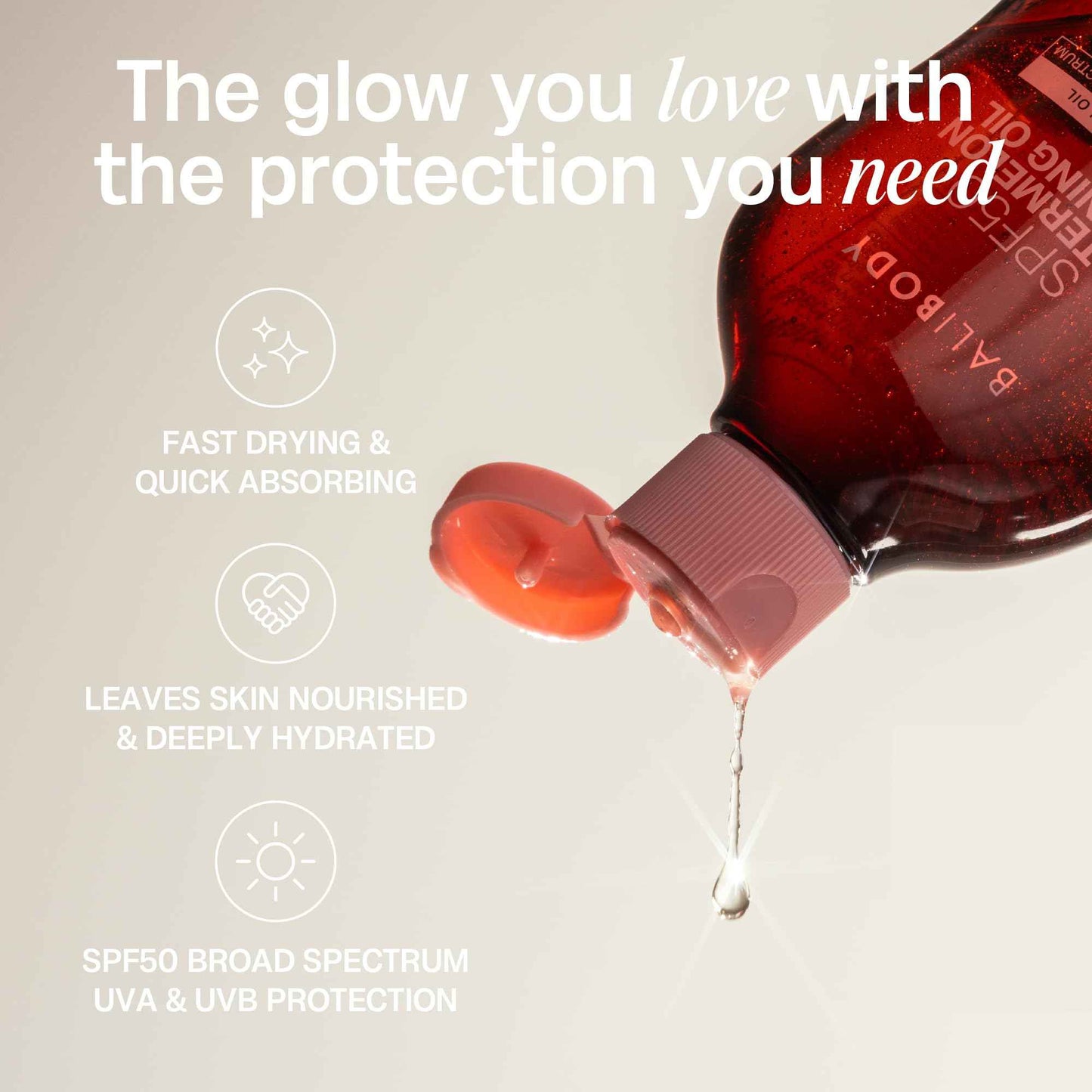 Bali Body Watermelon Tanning Oil SPF50 – Tanning Oil with SPF for Dark Glow Skin, Fast-Absorbing, Non-Greasy Formula, Hydrating, Travel Size, Cruelty-Free, Vegan Australian Made (100ml/3.4floz)