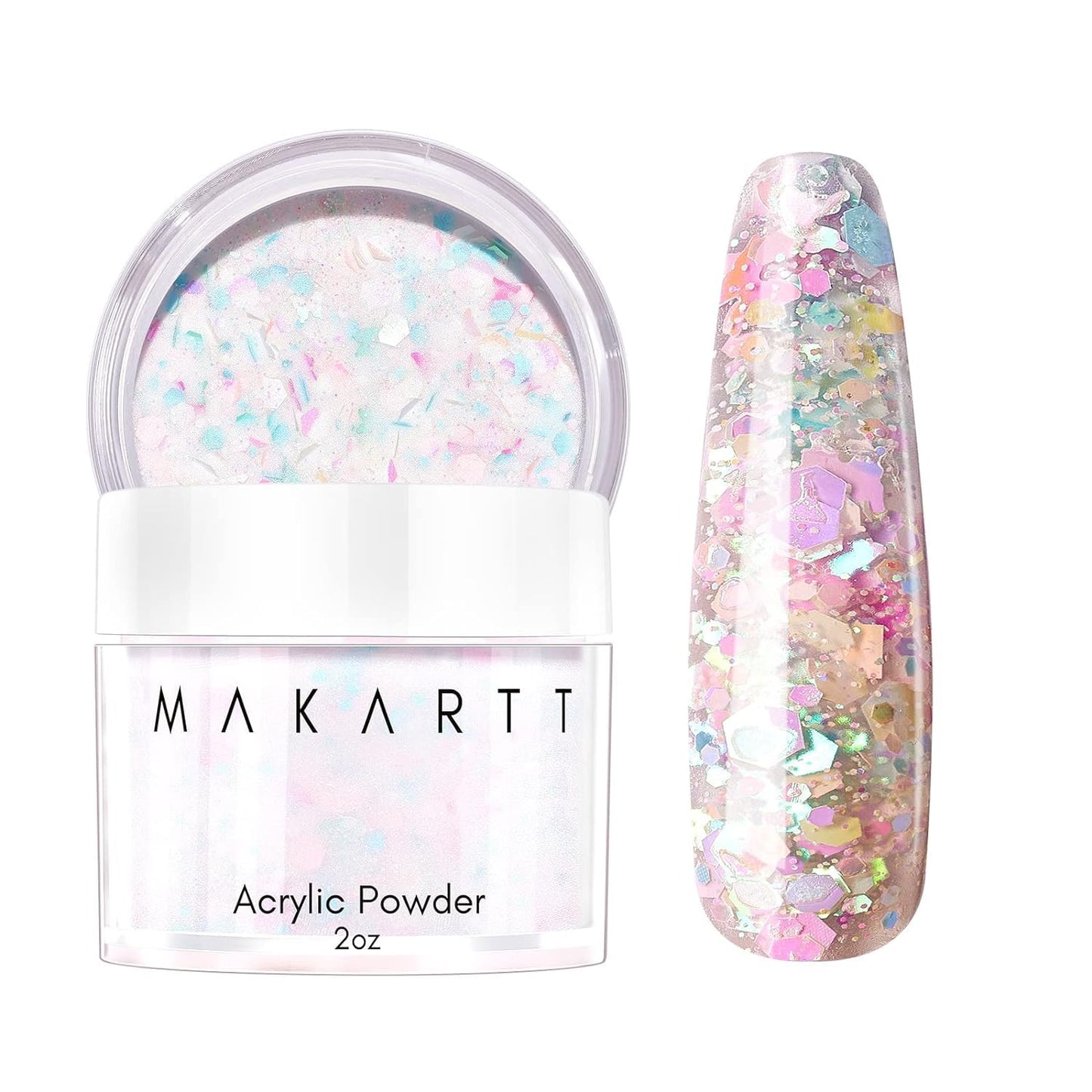 Makartt Acrylic Powder, 2oz Glitter Acrylic Nail Powder for Extension,Professional Shiny Nail Acrylic Powder for Acrylic Nails,Nail Powder for Carving French Nails,3D Acrylic Powder For Nails