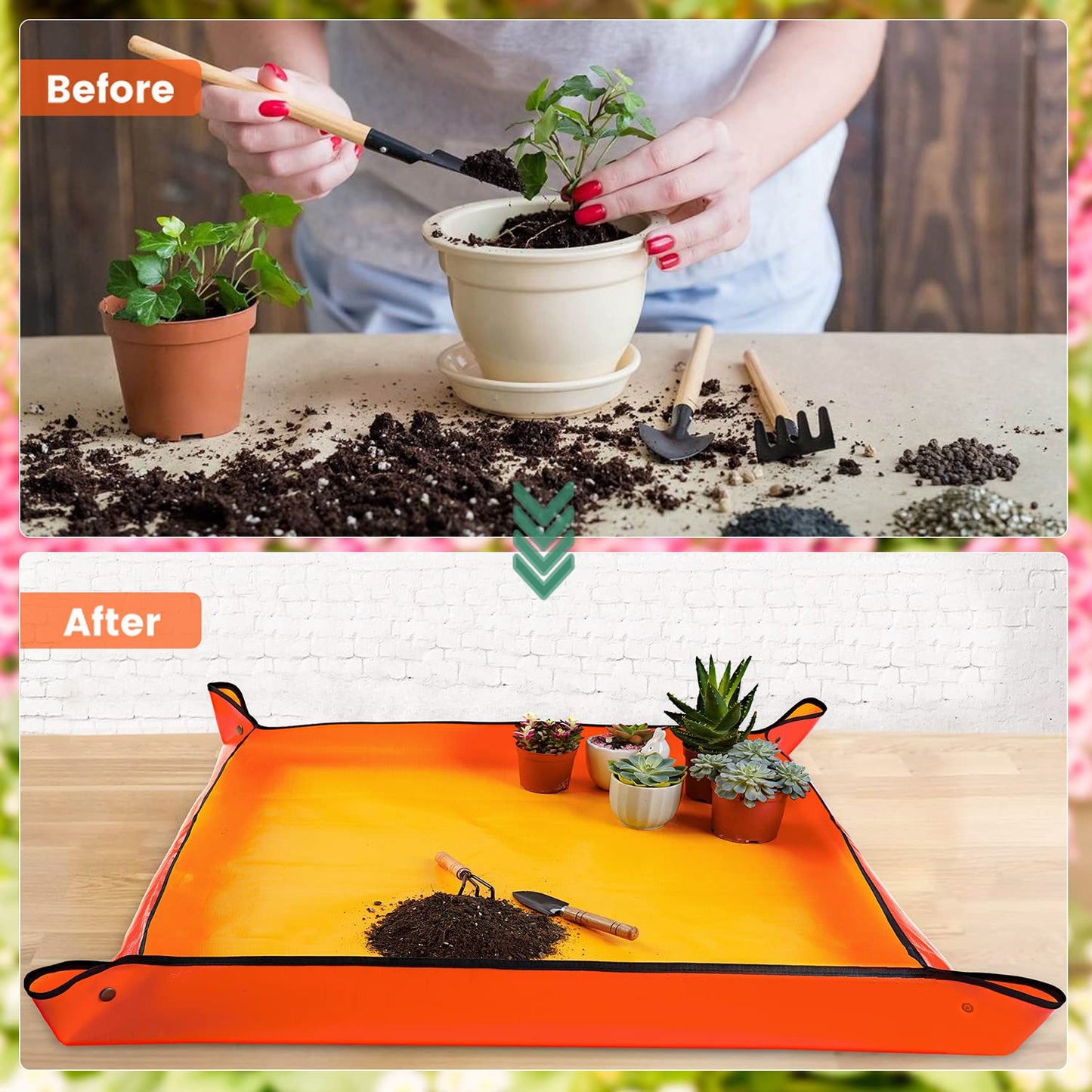 Onlysuki 3 PCS 39.5" X 39.5" Extra Large Repotting Mat for Indoor Plants Transplanting and Dirt Control, Gardening Gifts