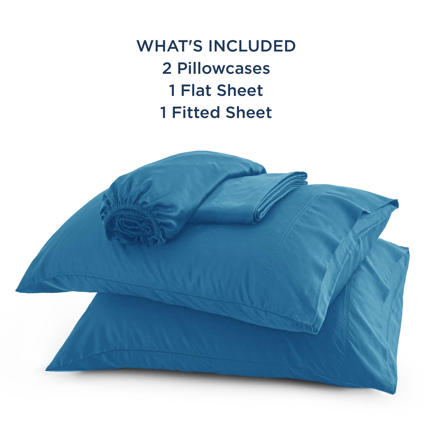 Bedsure Queen Sheets, Rayon Derived from Bamboo, Queen Cooling Sheet Set, Deep Pocket Up to 16", Breathable & Soft Bed Sheets, Hotel Luxury Silky Bedding Sheets & Pillowcases, Bluejay