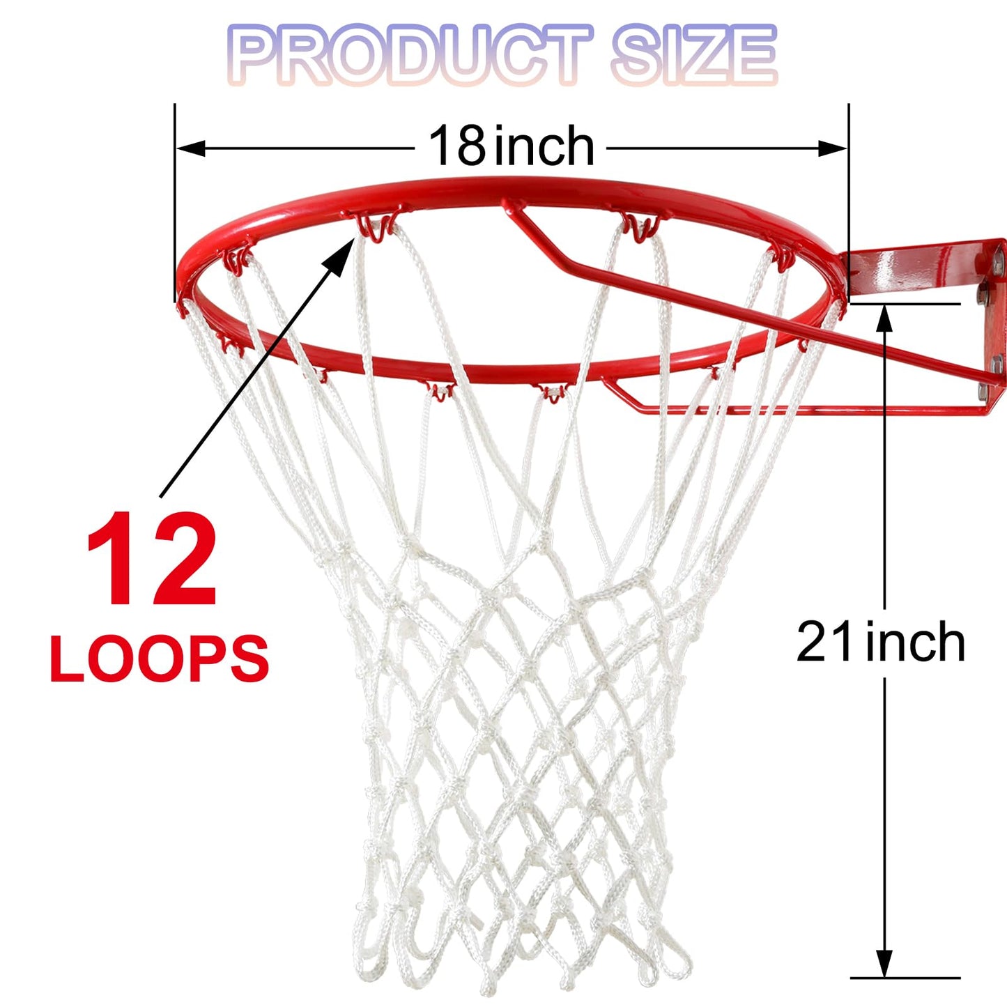 LAO XUE Basketball Net Outdoor,(7.16 oz) 12 Loops Professional Heavy Duty Basketball Net Replacement,All Weather Anti Whip, Suitable for Outdoor Standard 12 Loops Basketball Hoop