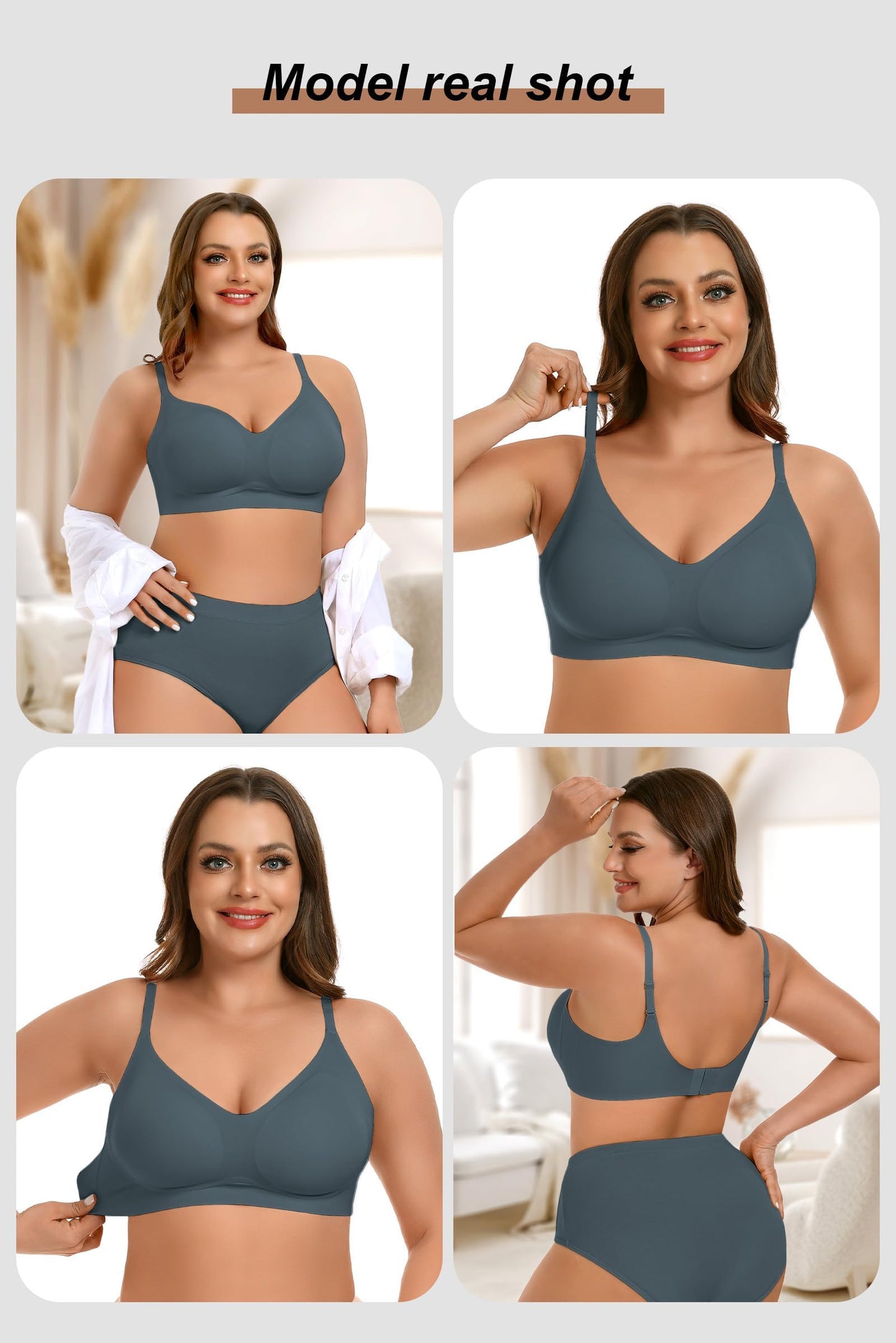 Vertvie Womens Seamless Bra No Underwire Comfort Push Up Bras Buttery Soft Wireless Bralette Full Coverage Sport Everyday Bra(Navy Blue,Small)