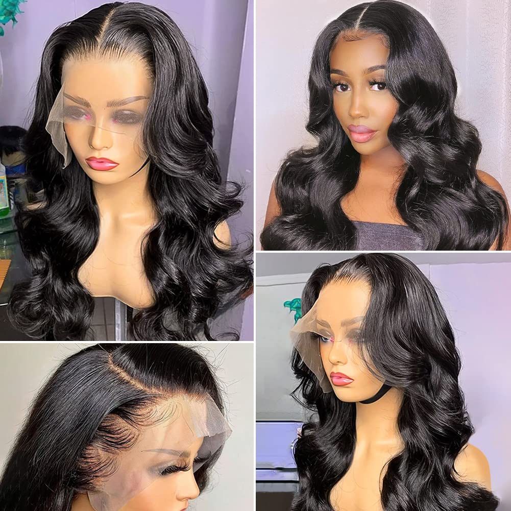 Pizazz Body Wave Lace Front Wigs Human Hair Pre Plucked with Baby Hair 180 Density Glueless Human Hair Wigs for Women 13x4 HD Transparent Lace Front Wigs with Natural Hairline(26 Inch)