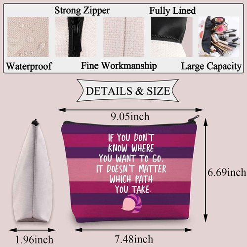 BDPWSS Cheshire Makeup Bag Cartoon Cat Fan Gift Alice Lover Alice Fan Gift Smiling Cat Alice Wonderland Fan Zipper Pouch (Path You Take)