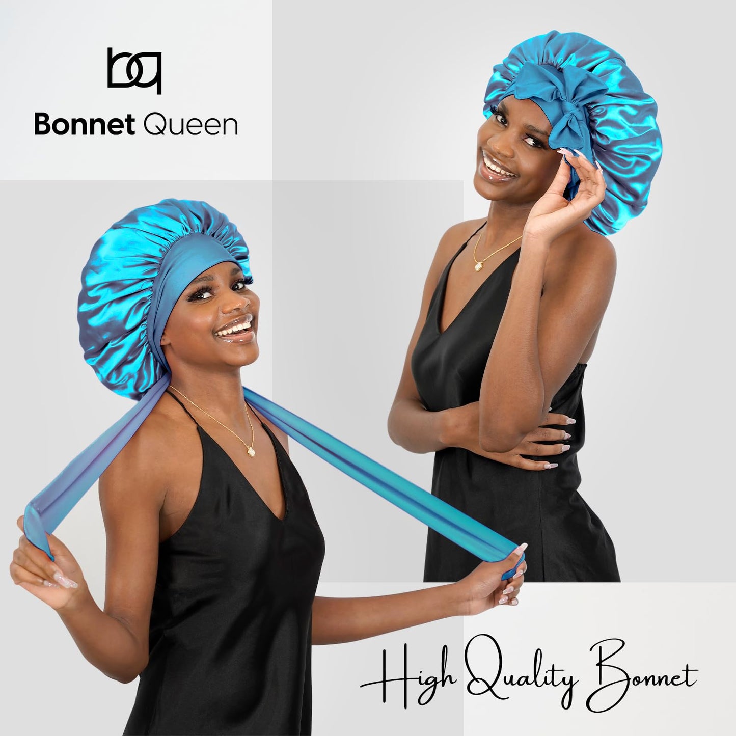 BONNET QUEEN Silk Bonnet for Sleeping Women Satin Bonnet Hair Bonnet Night Sleep Cap Scarf wrap for Curly Hair with tie Band