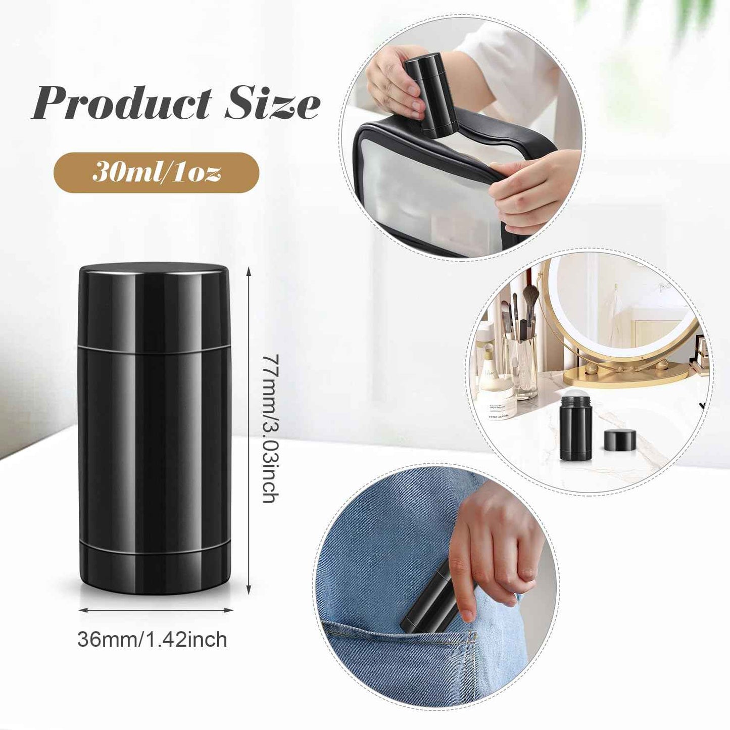 10 Pieces 30ml/1oz Black Deodorant Containers Plastic Bottom Filling Stick Deodorant Bottle Refillable Lip Balm Tube for Lipstick Crayon Chapstick DIY Cosmetic