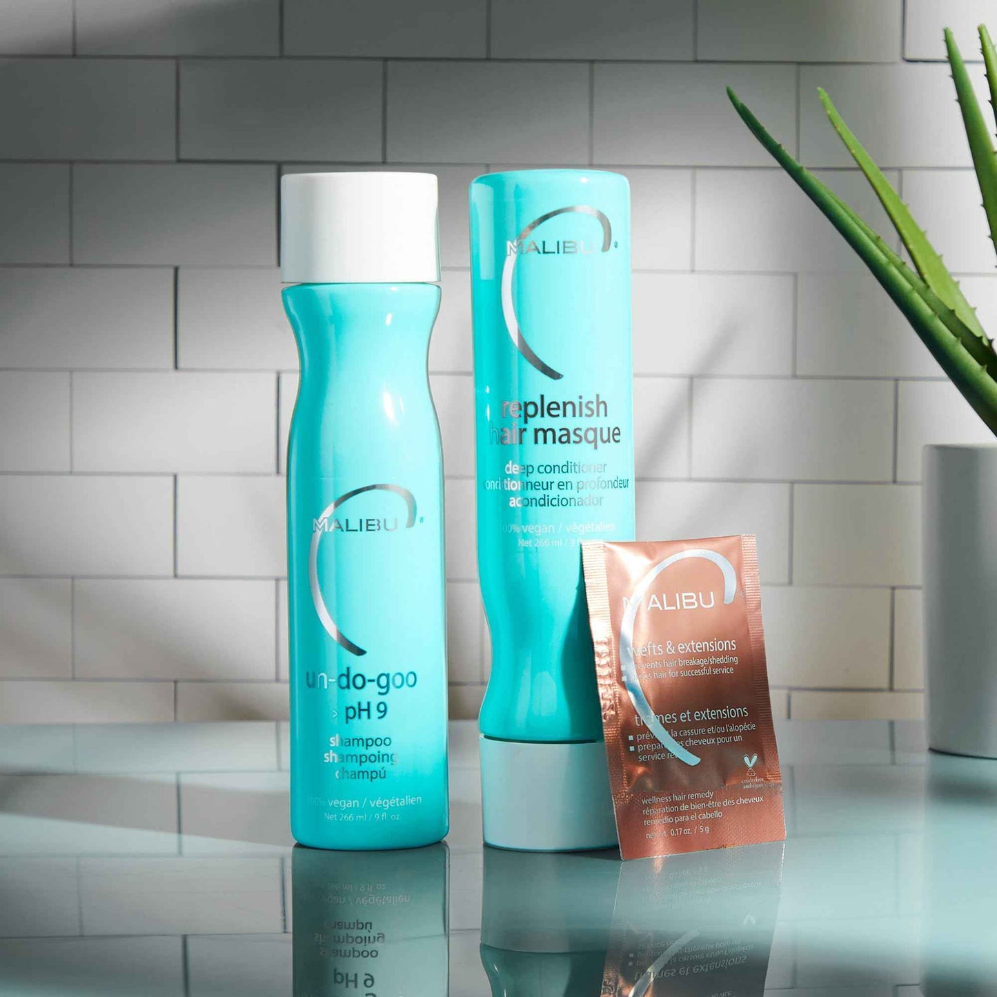 Malibu C Wefts and Extensions Wellness Hair Collection - Hair Care for Extensions and Wefts Maintenance - Helps Reduces Breakage & Shedding - Maintains Natural-Looking Connections