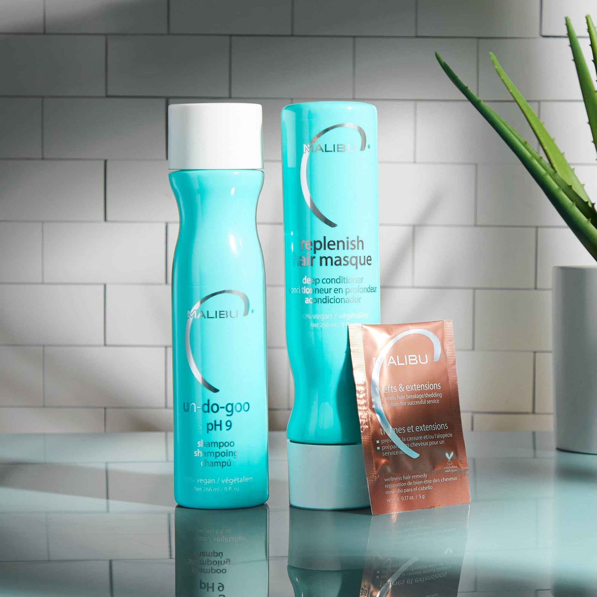 Malibu C Wefts and Extensions Wellness Hair Collection - Hair Care for Extensions and Wefts Maintenance - Helps Reduces Breakage & Shedding - Maintains Natural-Looking Connections