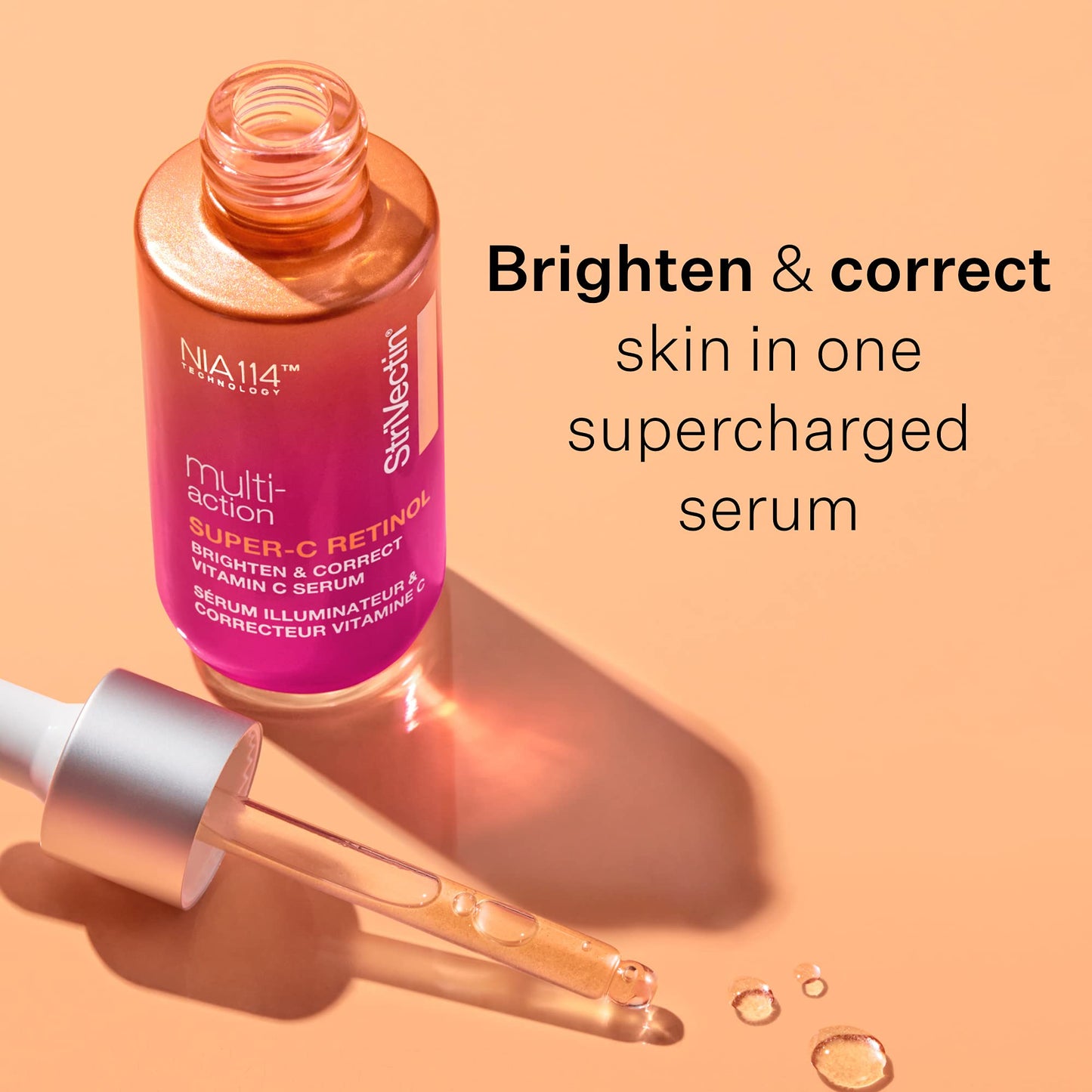 StriVectin Multi-Action Super-C Retinol Brighten & Correct Vitamin C Face Serum with Acerola Cherry Extract, 1 Fl Oz