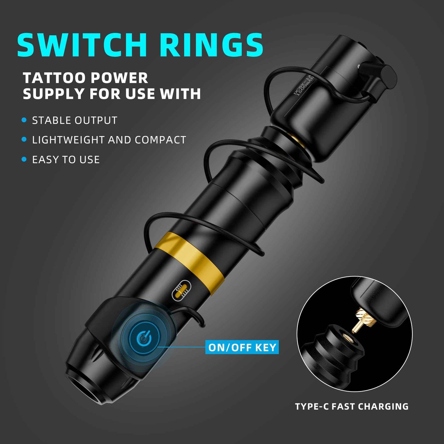 MIHERT Tattoo Gun Kit with Wireless Rotary Tattoo Machine, 1500mAh Battery, 20 Tattoo Cartridge Needles, 7 Tattoo Inks, Tattoo pen for Beginners and Professionals (TK-SZ-BG01)