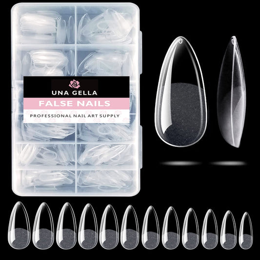 UNA GELLA Full Almond Fake Nails 960pcs Almond Press on Nails Pre-shape Almond Gel Nail Tips for Full Cover Acrylic Almond Nails French False Nails For Nail Extension Nail Art, Home DIY Nail Salon 12