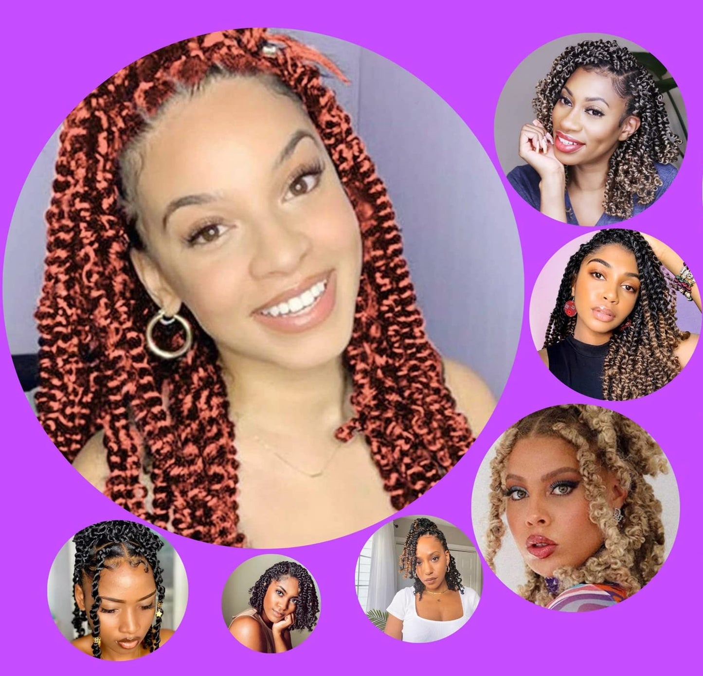 Passion Twist Crochet Hair for Black Women 12 Inch Passion Twist Hair for Butterfly Locs 2 Pack Water Wave Crochet Hair Curly Crochet Passion Twist Braiding Hair Extensions Tpurple