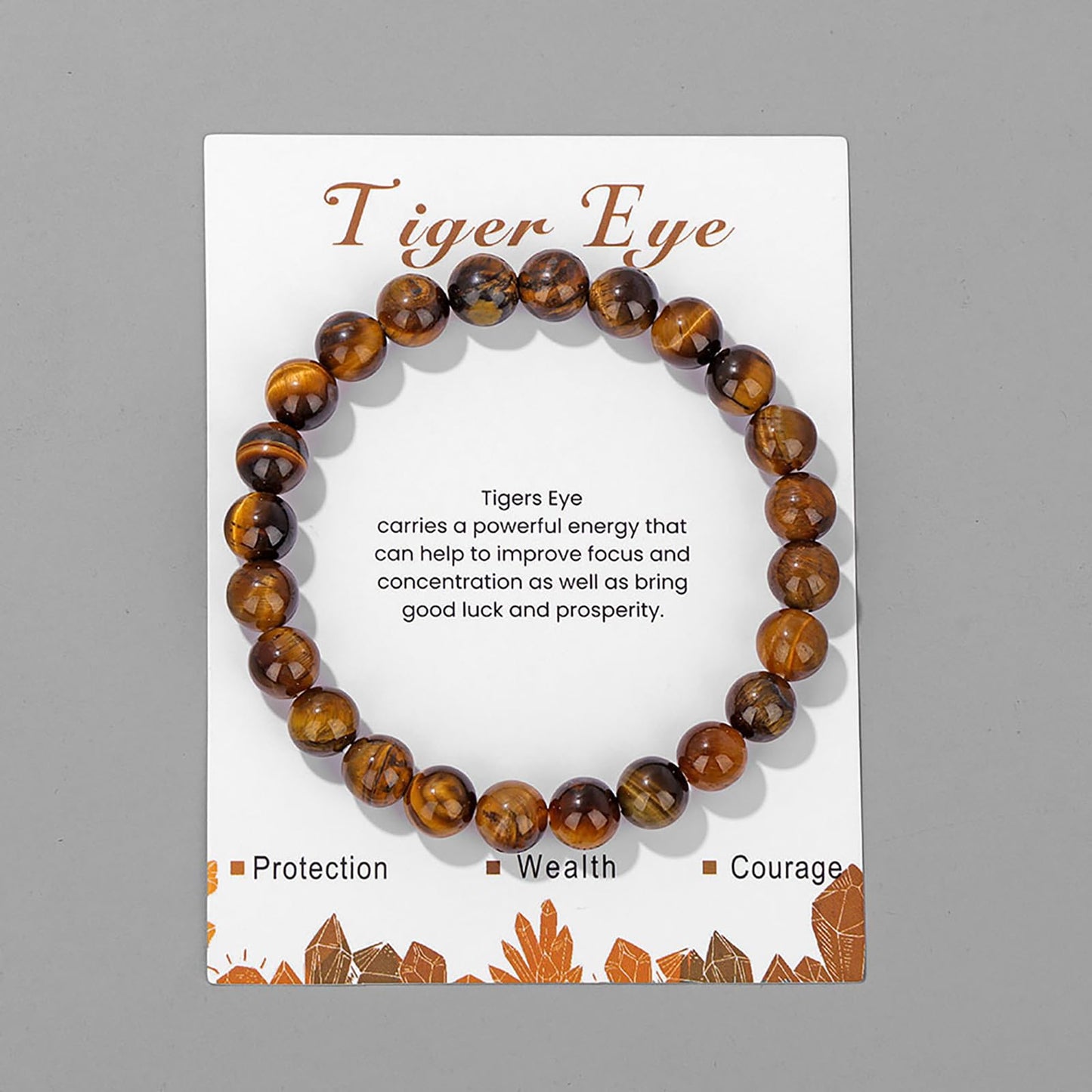 Tiger Eye Bracelet for Men 8mm Natural Stone Mens Beaded Bracelets Stretch Gemstone Bracelets Healing Stone Bracelets Tiger Eye Bead Bracelets Tiger Eye Jewelry for Women Men