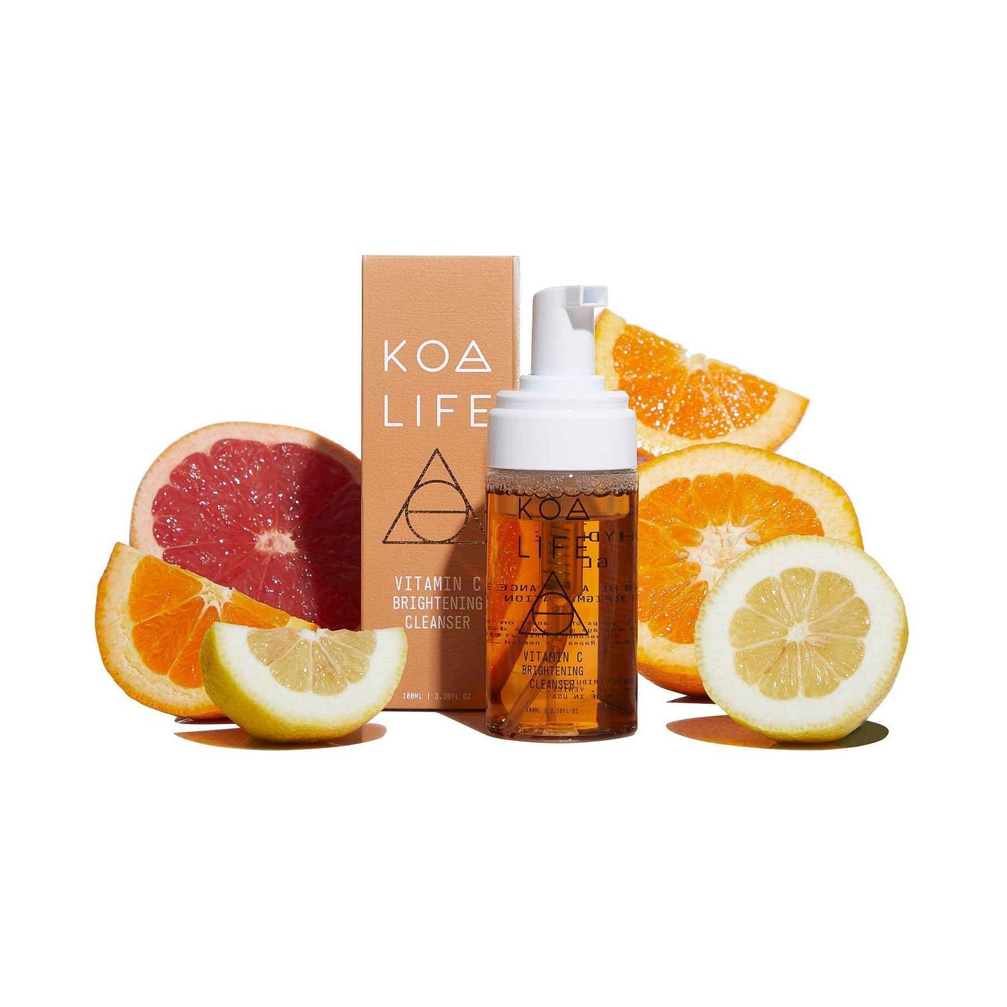 KOA LIFE Vit-C Brightening Facial Cleanser XL - Vitamin C Facial Wash, Skin Illuminating Face Wash, Gentle Foam Cleanser, Vegan - 3.38 Fl Oz