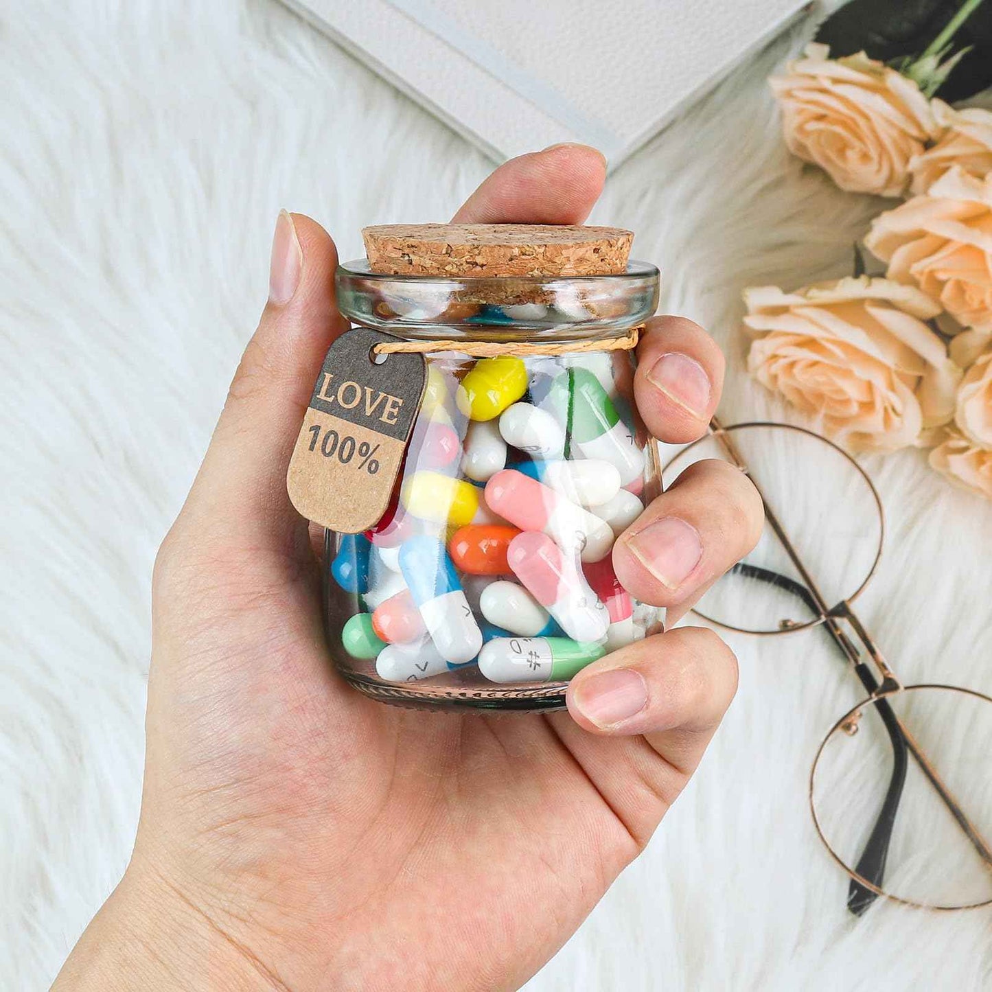 Letters Message in a Bottle,Lovely Notes Couples Gifts For Him/Her, Boyfriend/Girlfriend,Birthday,Valentines Day, Mother's Day,Graduation Season Party Gift. (Mixed Color 60PCS)