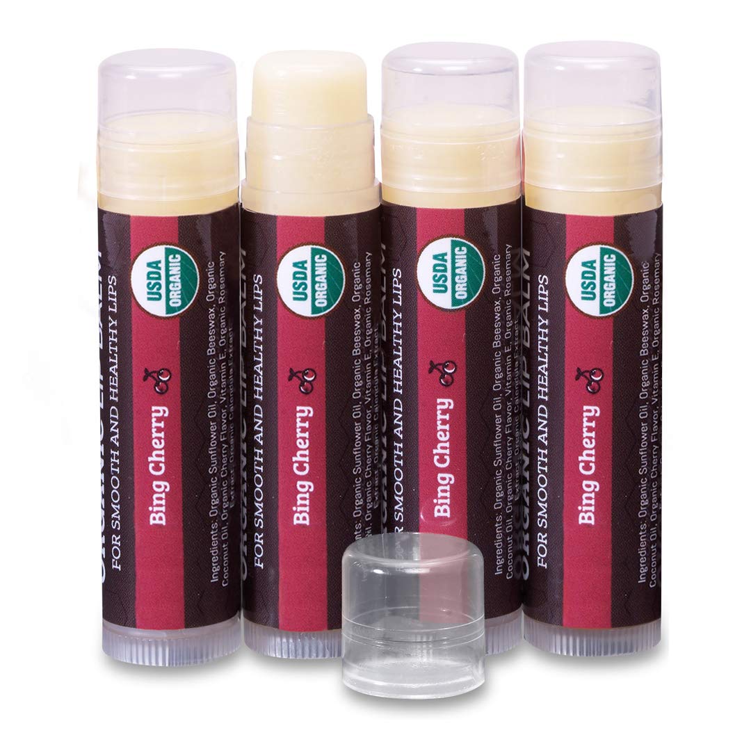 Earth's Daughter USDA Organic Lip Balm 6-Pack - Fruit Flavors, Beeswax, Coconut Oil, Vitamin E - Best Lip Repair Chapstick for Dry Cracked Lips - Moisturizing Lip Care