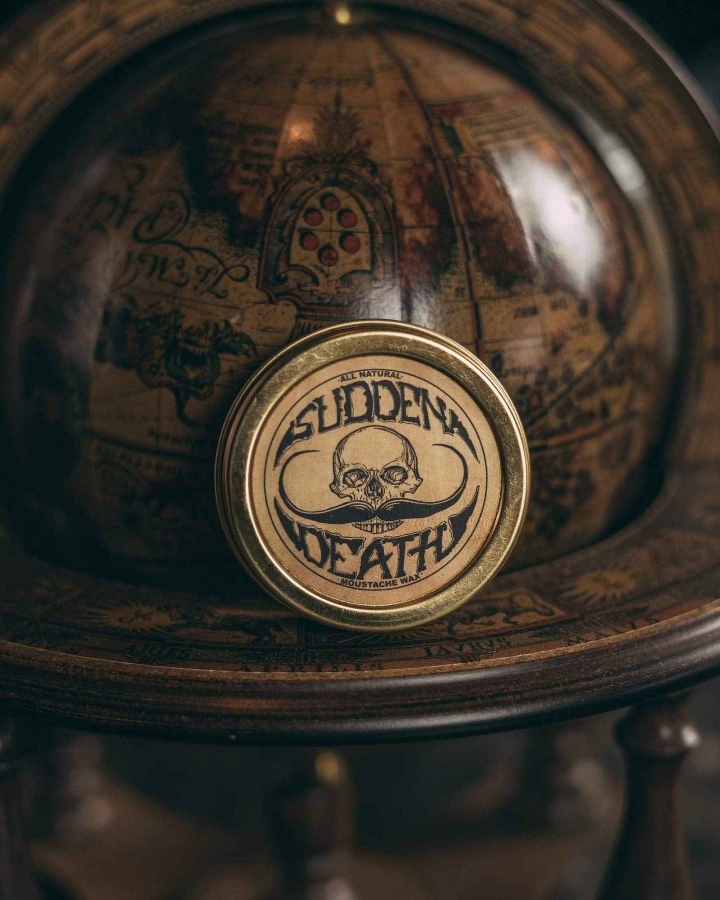 The Vintage Beard Company Sudden Death Strong Hold Mustache Wax and Death Grip Mustache Keychain Comb Set