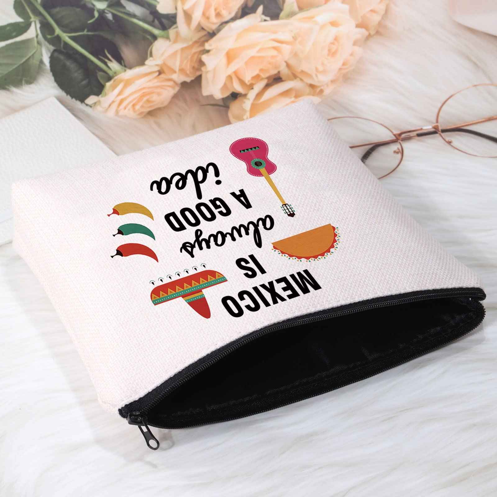 POFULL Mexico Bachelorette Party Gift Mexico Vacation Birthday Gift Mexico Is Always A Good Idea Zipper Makeup Bags Travel Toiletry Bag Accessories (Mexico Is Always A Good Idea bag)