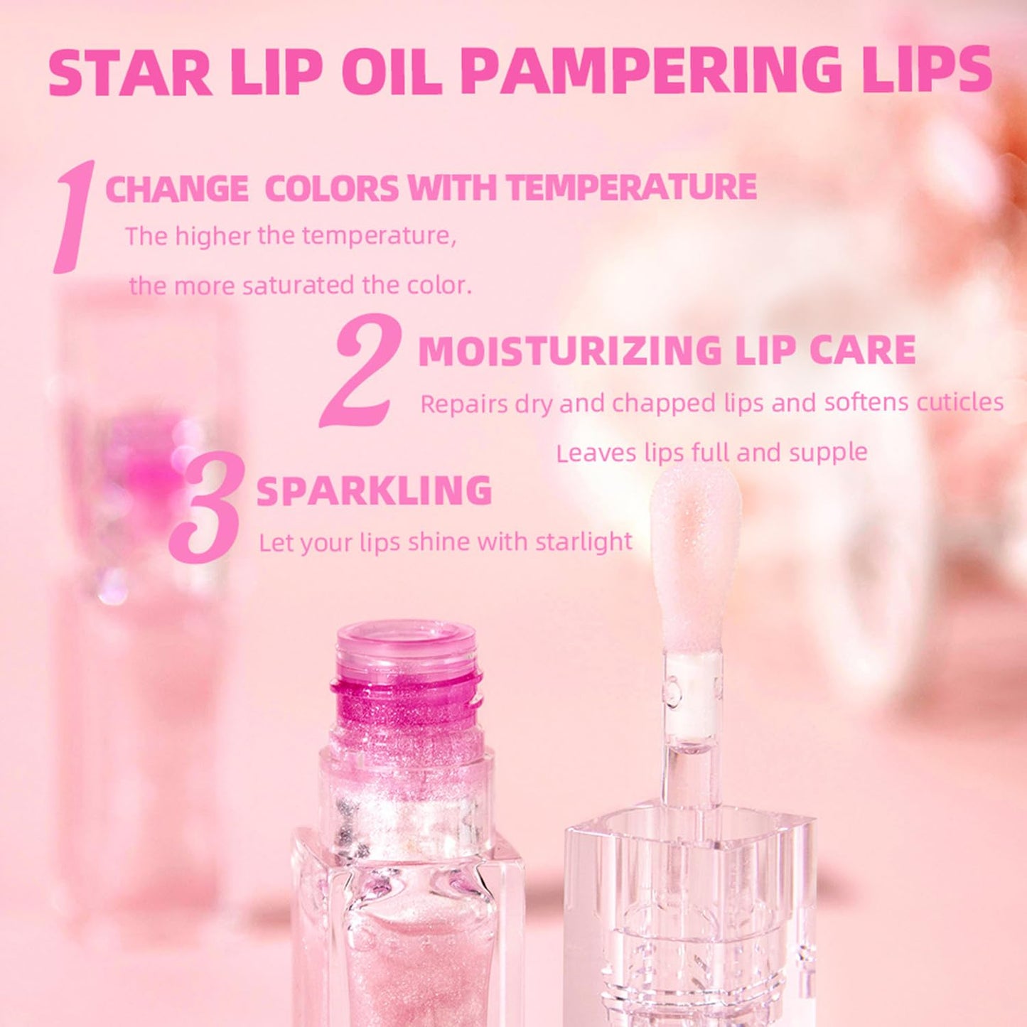 Magic Color Changing Lip Oil, Cosmetics Color Changing Lip Oil, Warm Change Hydrating Lip Gloss, Long Lasting Shimmery Lip Glow Oil, Moisturizing Non-sticky Fresh Texture Lip Oil (Set F, 1)