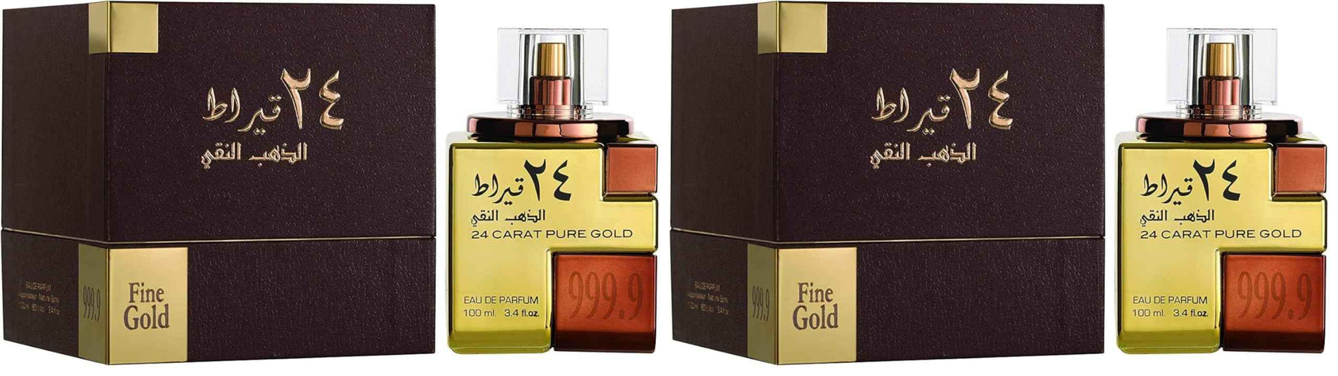 Lattafa Perfumes 24 Carat Pure Gold for Unisex Eau de Parfum Spray, 3.4 Ounce (Pack of 2)