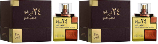 Lattafa Perfumes 24 Carat Pure Gold for Unisex Eau de Parfum Spray, 3.4 Ounce (Pack of 2)
