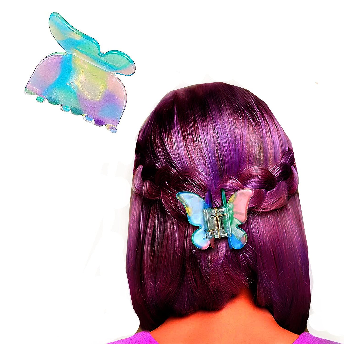 Butterfly Hair Clips, Tortoise Shell Cellulose Acetate Barrettes Claw Clips No-Slip Grip French Design Hair Jaw Clamp Small Hair Accessories for Women Ladies Fashion Ponytail Holders (3 Pack)