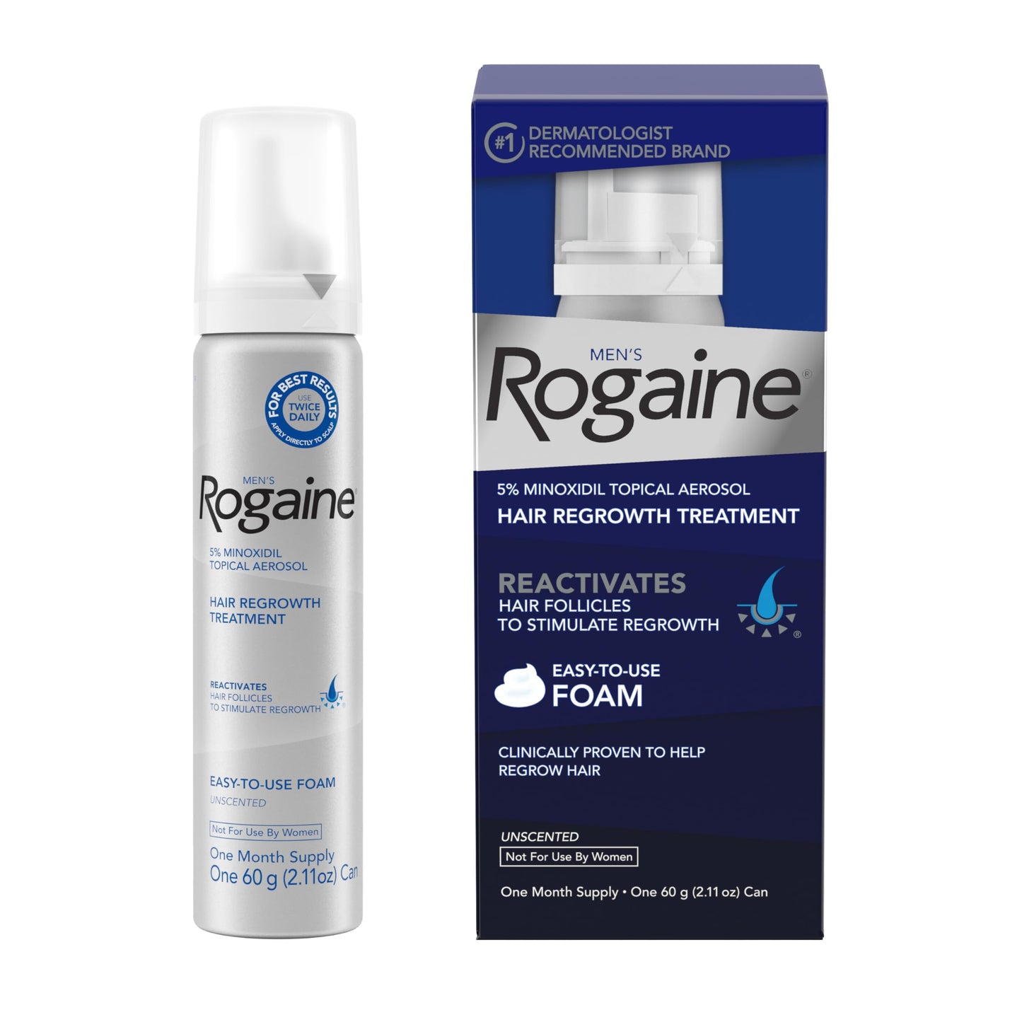 Men’s Rogaine 5% Minoxidil Topical Foam, One Month Supply