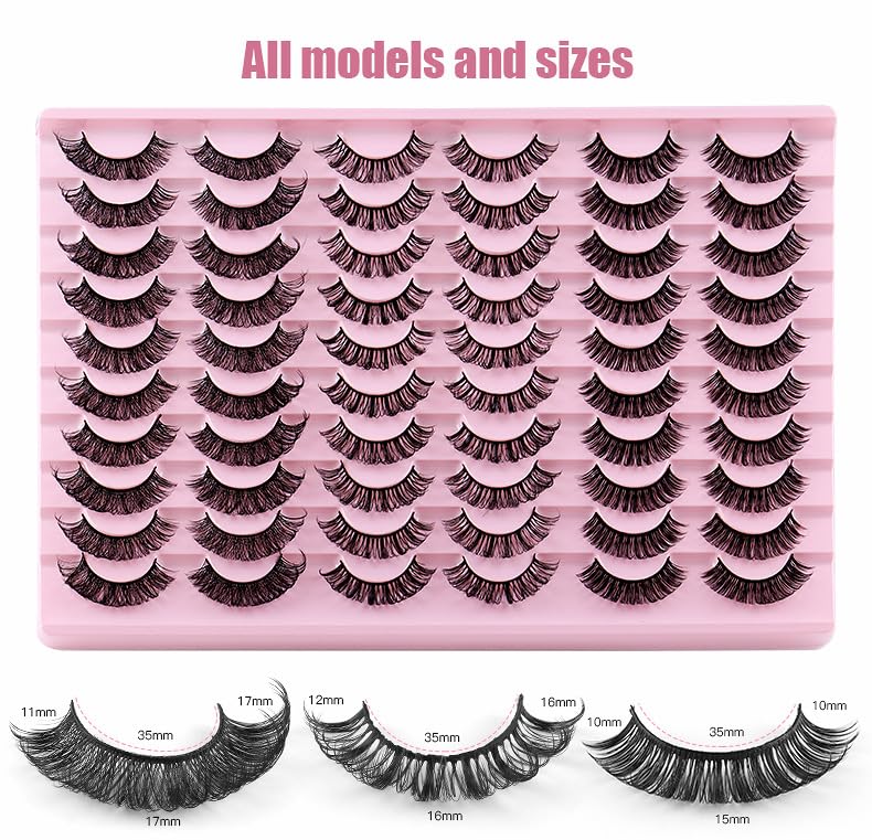 Molliho False Eyelashes - Natural Wispy Lashes, 30 Pairs